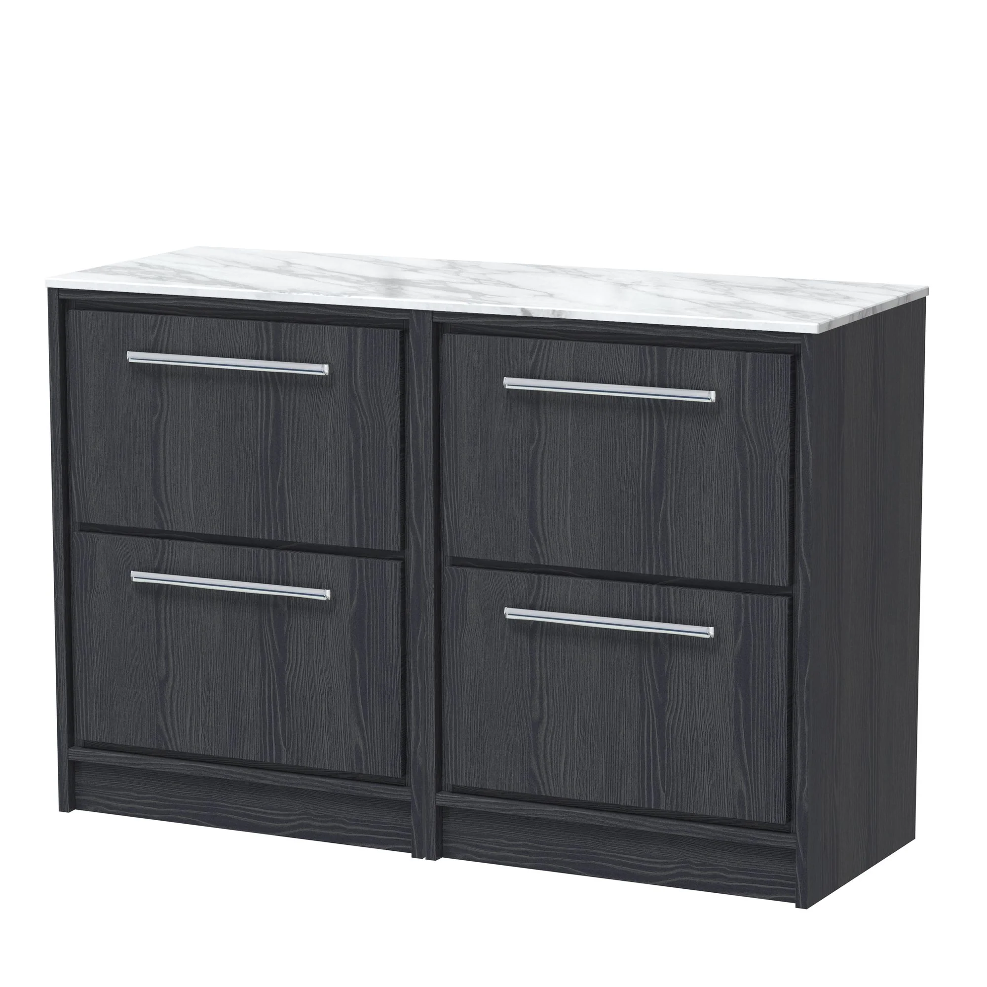 Hudson Reed Lille 1200mm Floor Standing 4-Drawer Vanity Unit - Graphite Grey Woodgrain - Image 4