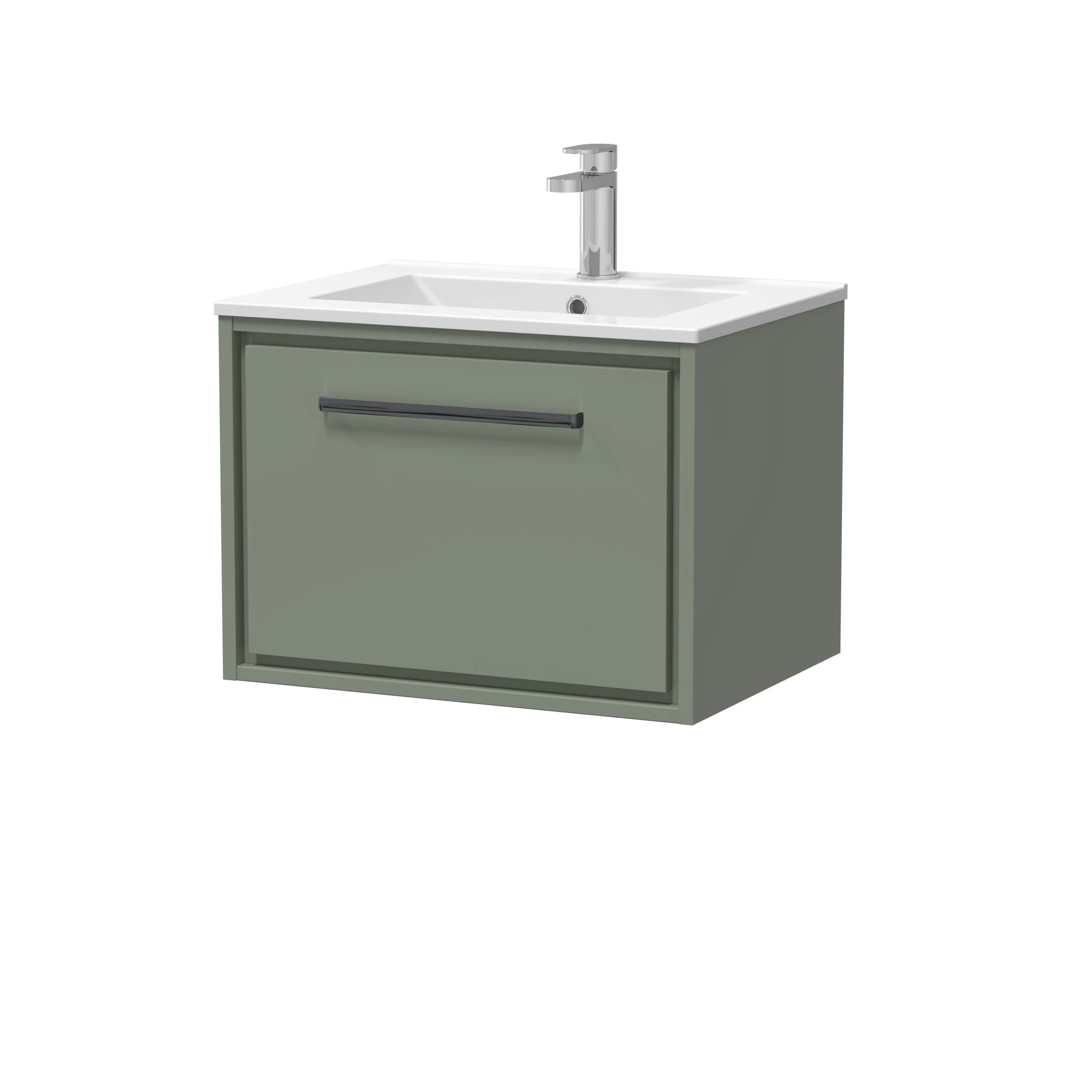 Hudson Reed Lille 600mm 1 Drawer Wall Hung Vanity Unit & Basin - Fern Green - Image 25