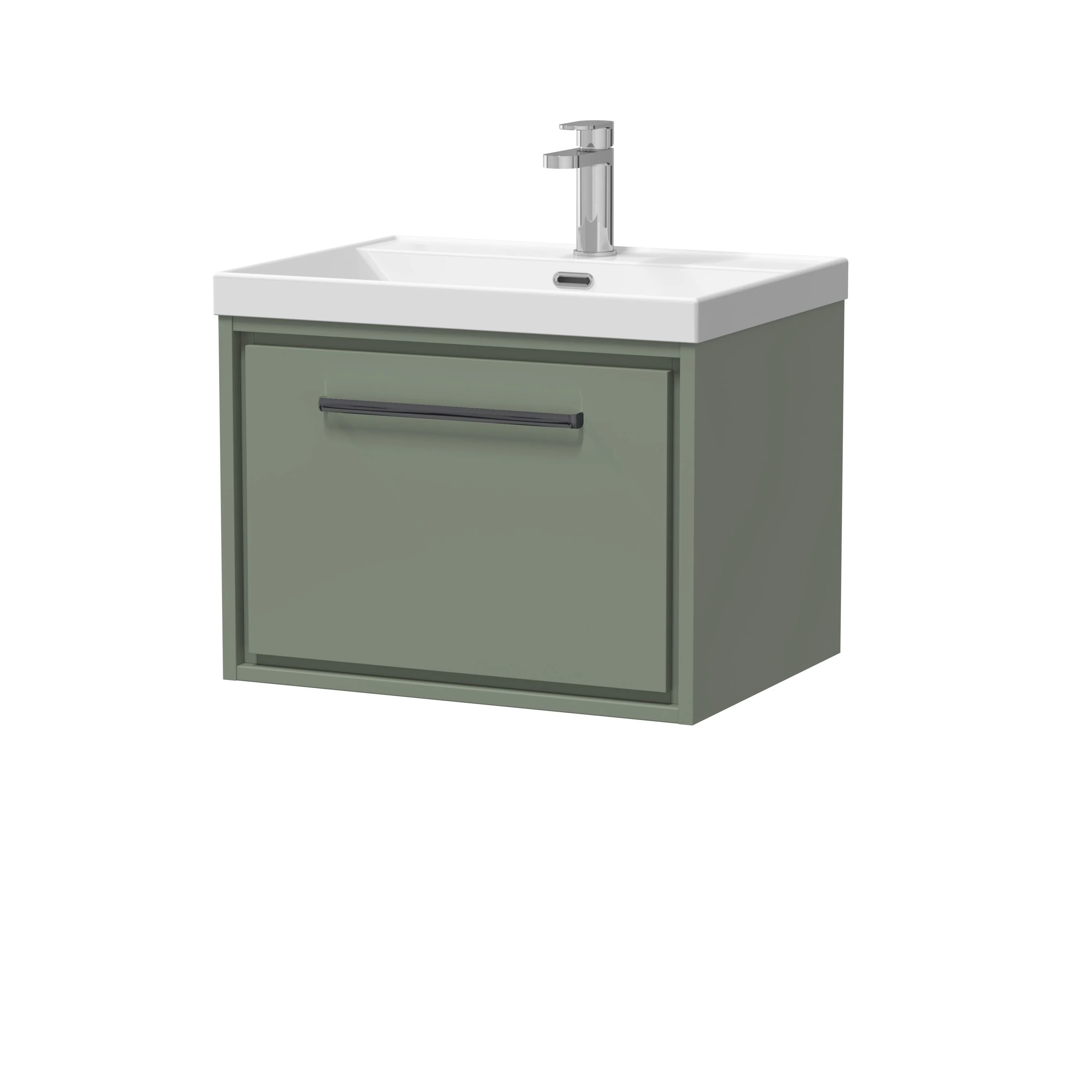 Hudson Reed Lille 600mm 1 Drawer Wall Hung Vanity Unit & Basin - Fern Green - Image 26