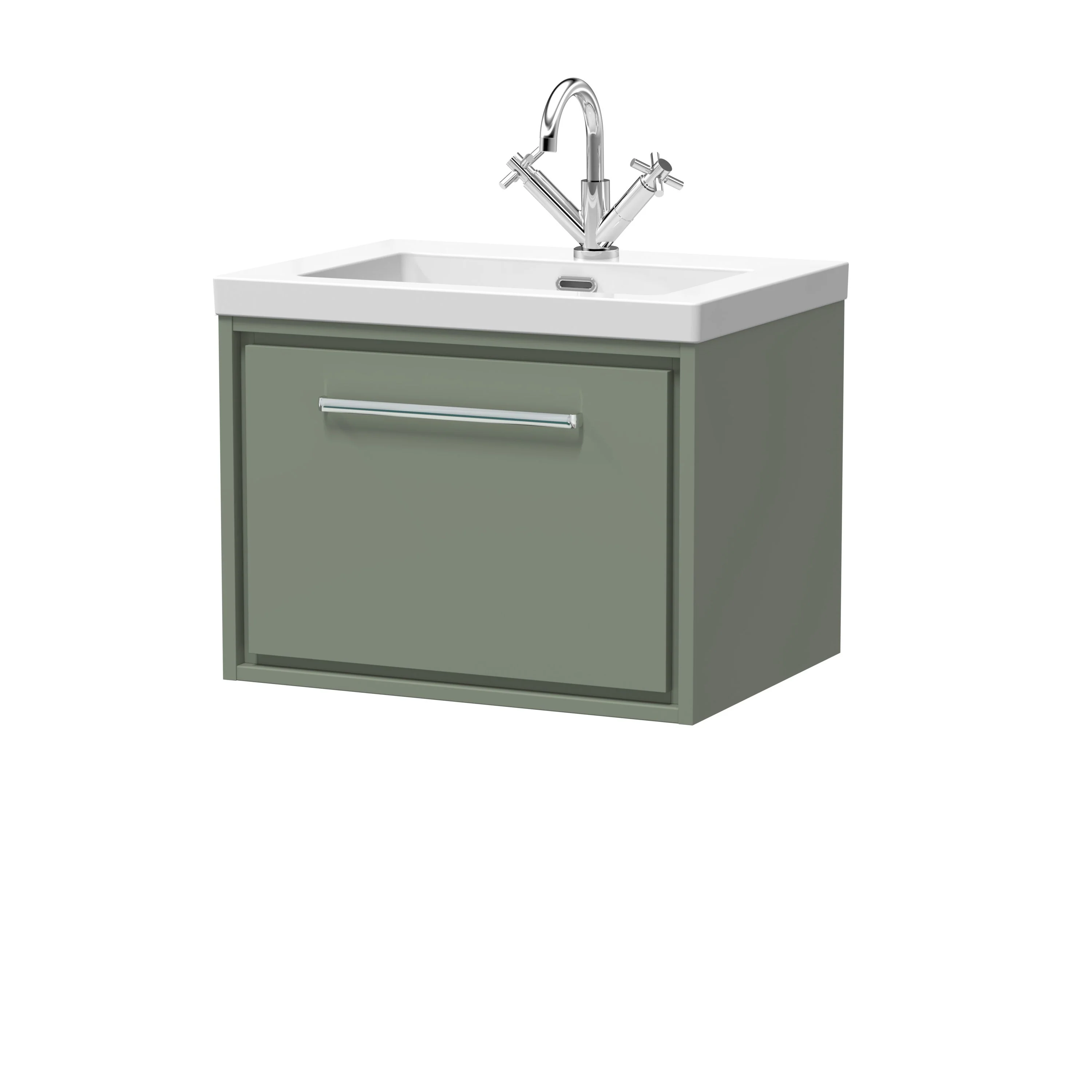 Hudson Reed Lille 600mm 1 Drawer Wall Hung Vanity Unit & Basin - Fern Green - Image 5