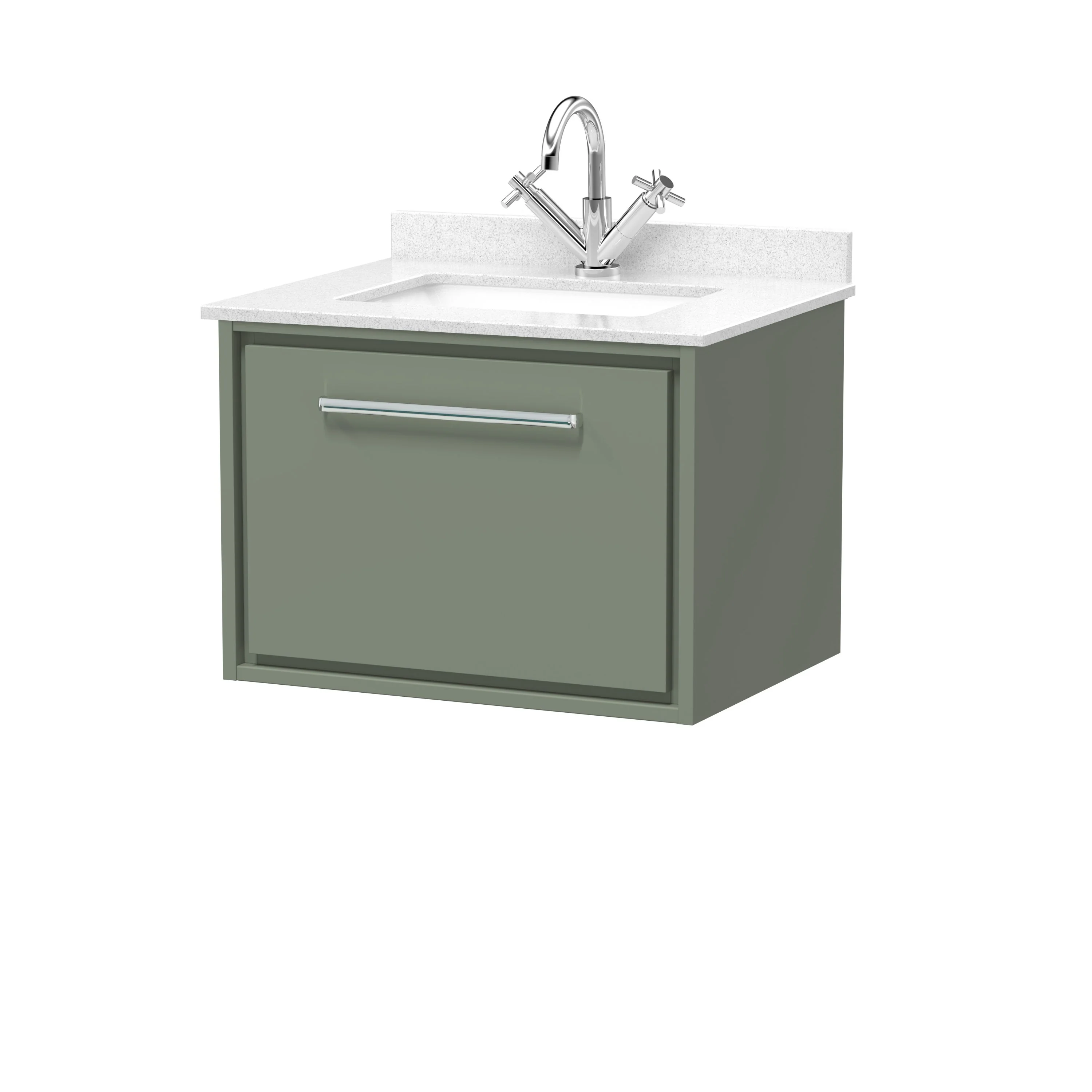 Hudson Reed Lille 600mm 1 Drawer Wall Hung Vanity Unit & Basin - Fern Green - Image 9