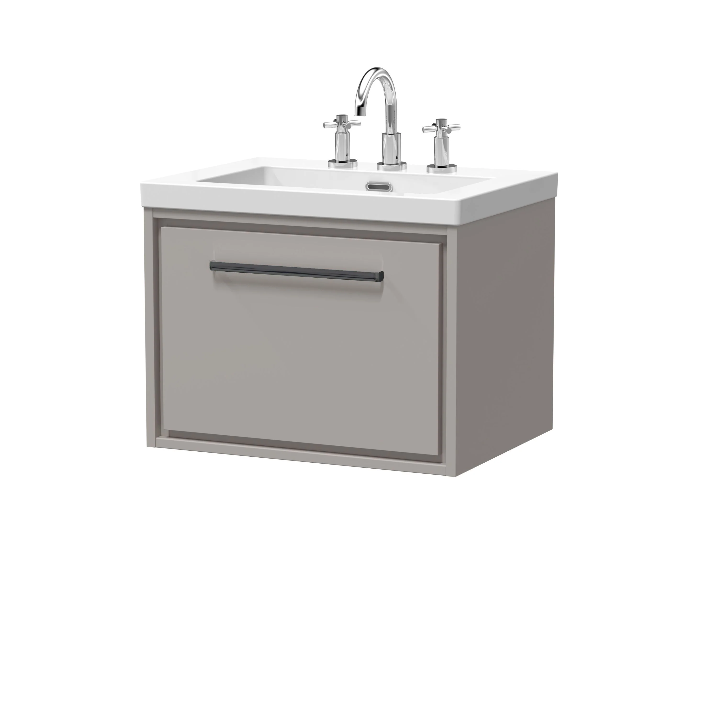 Hudson Reed Lille 600mm 1 Drawer Wall Hung Vanity Unit & Basin - Pebble Grey - Image 14