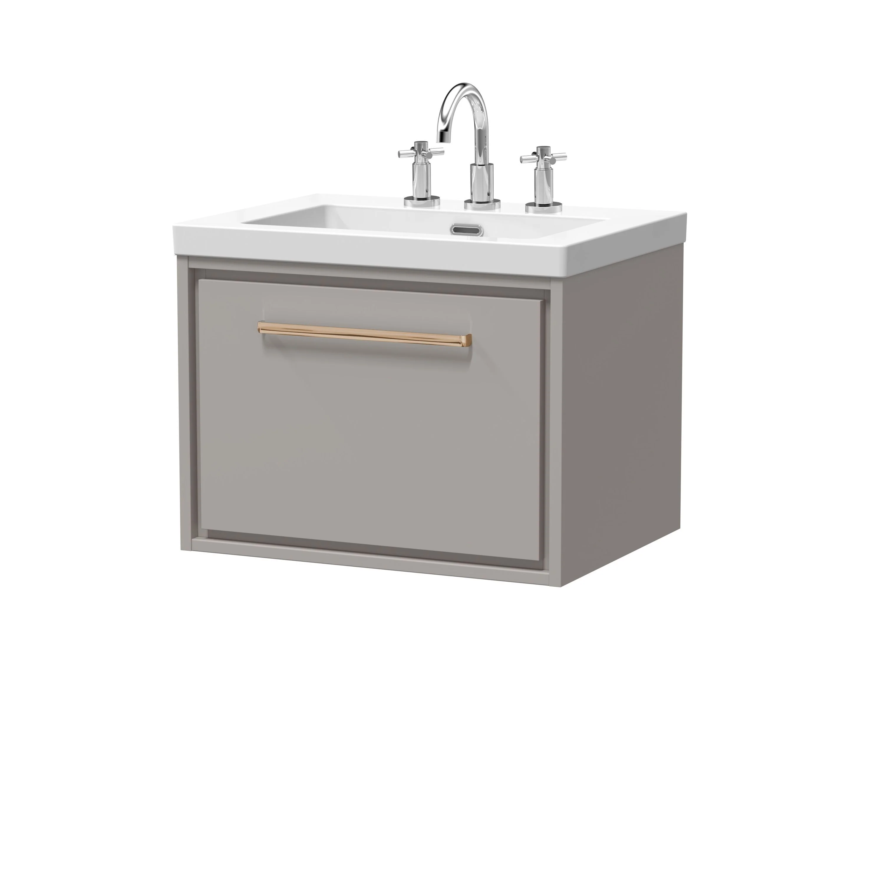 Hudson Reed Lille 600mm 1 Drawer Wall Hung Vanity Unit & Basin - Pebble Grey - Image 24