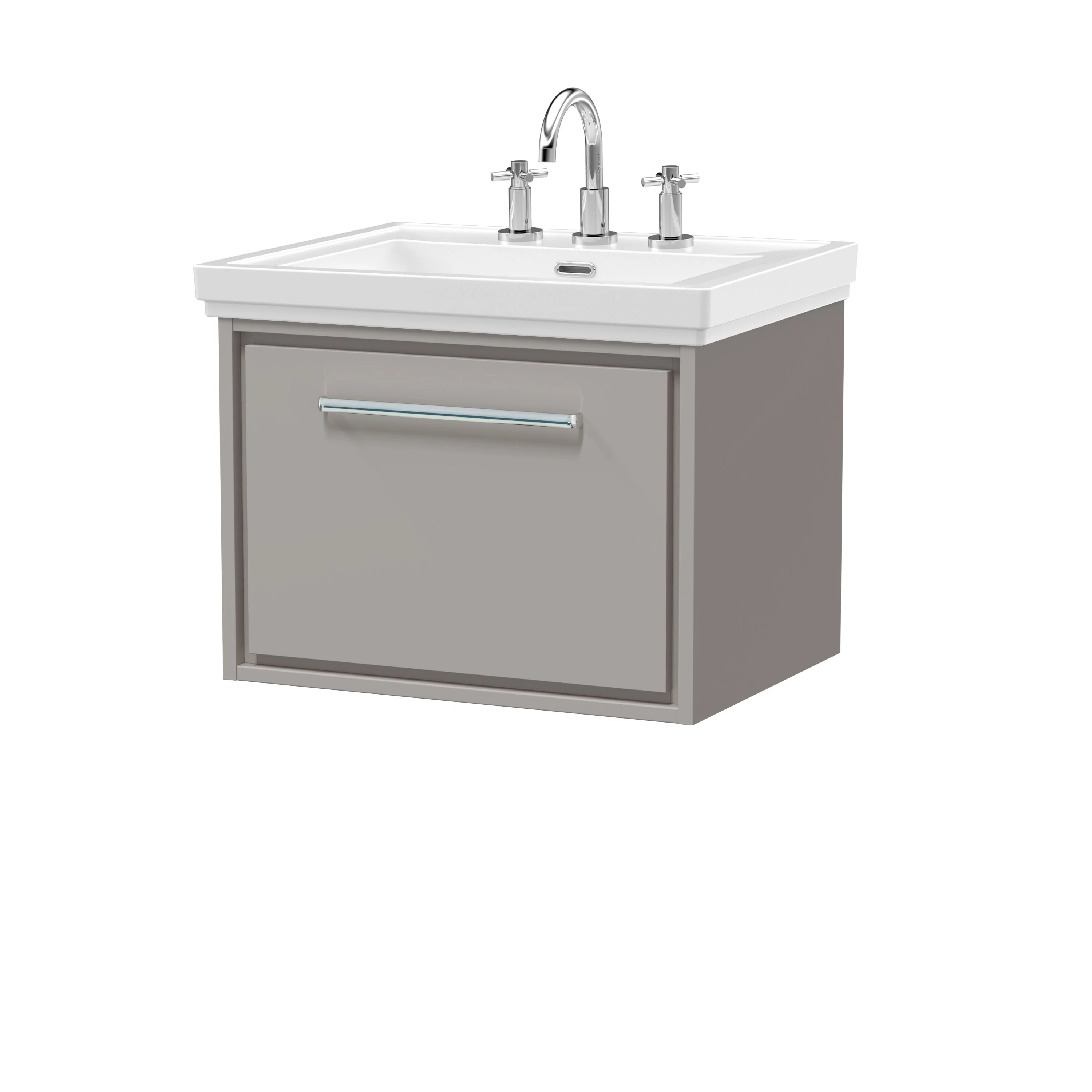 Hudson Reed Lille 600mm 1 Drawer Wall Hung Vanity Unit & Basin - Pebble Grey - Image 3