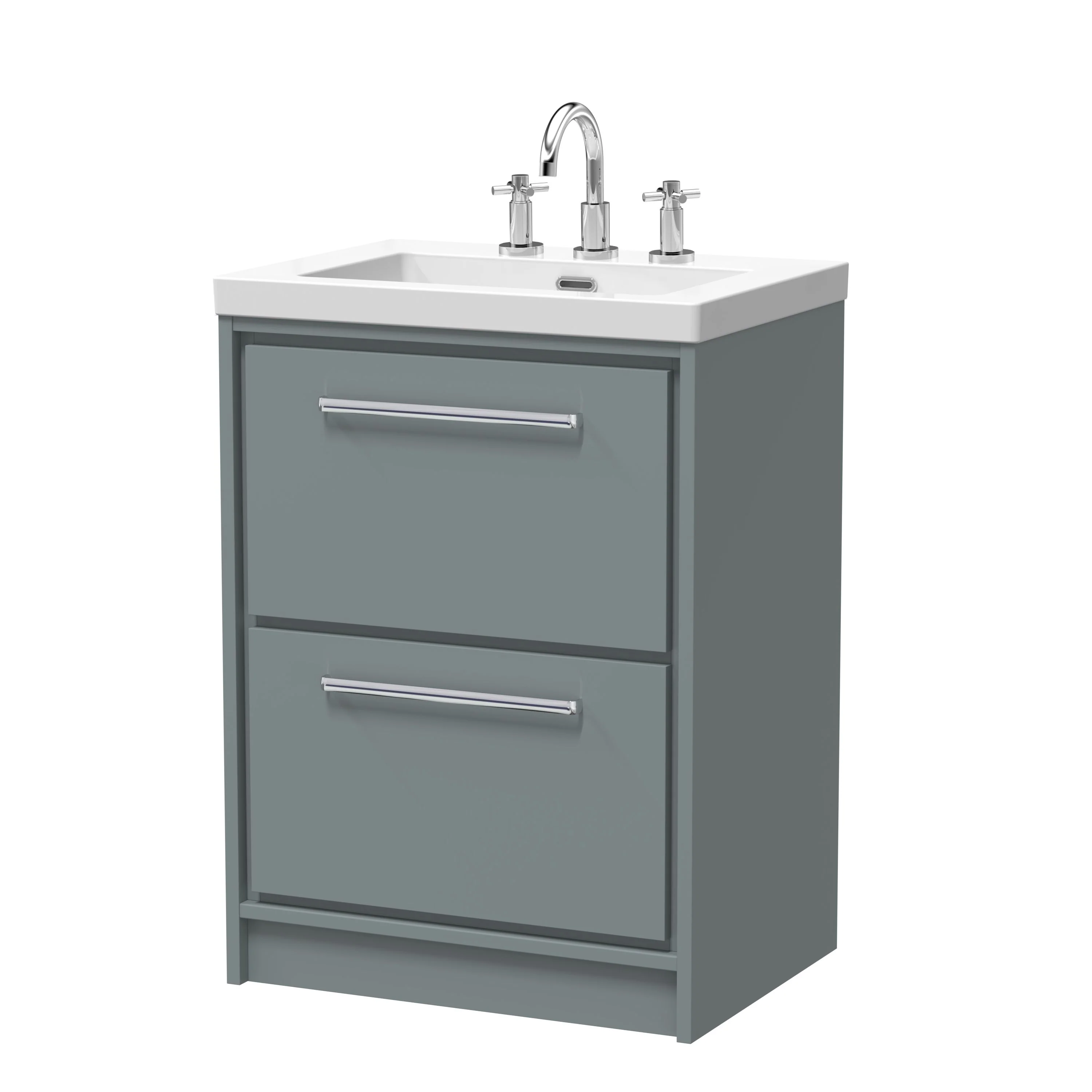 Hudson Reed Lille 600mm 2-Drawer Floor Standing Vanity Unit & Basin - Coastal Grey - Image 6