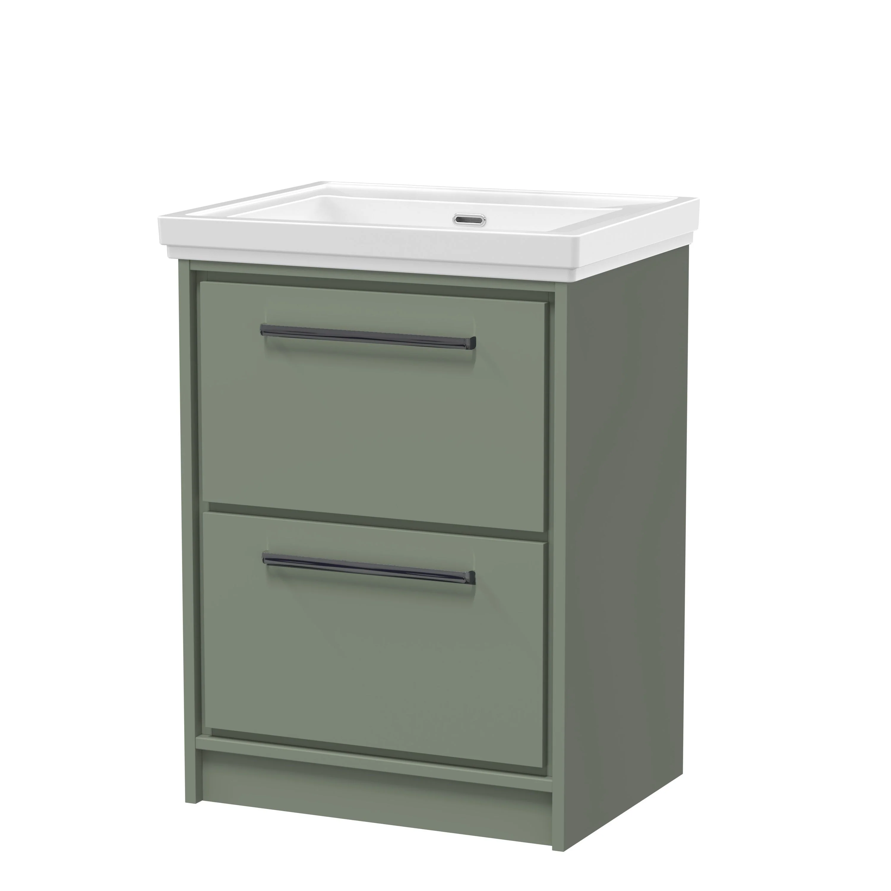 Hudson Reed Lille 600mm 2-Drawer Floor Standing Vanity Unit & Basin - Fern Green - Image 10