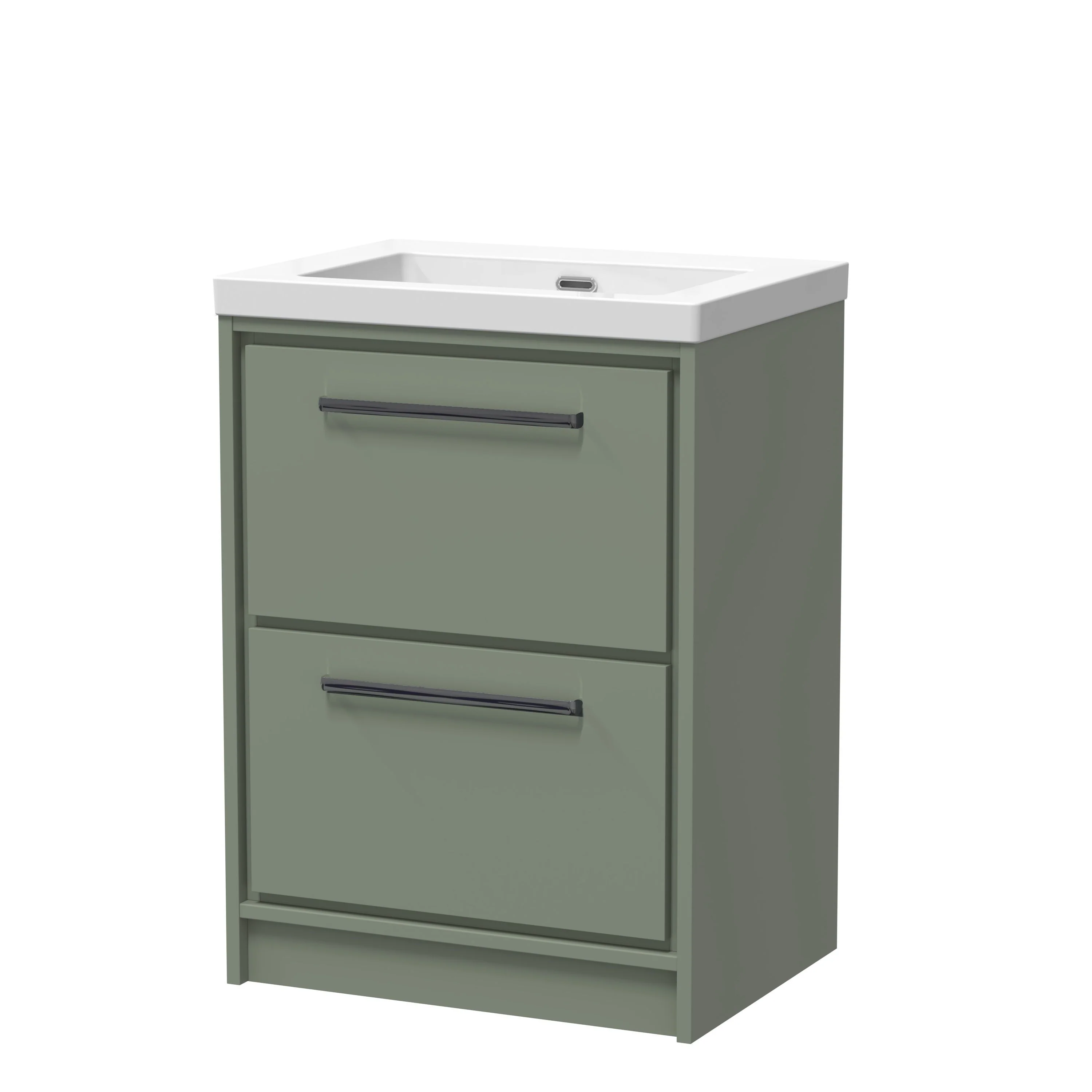 Hudson Reed Lille 600mm 2-Drawer Floor Standing Vanity Unit & Basin - Fern Green - Image 13