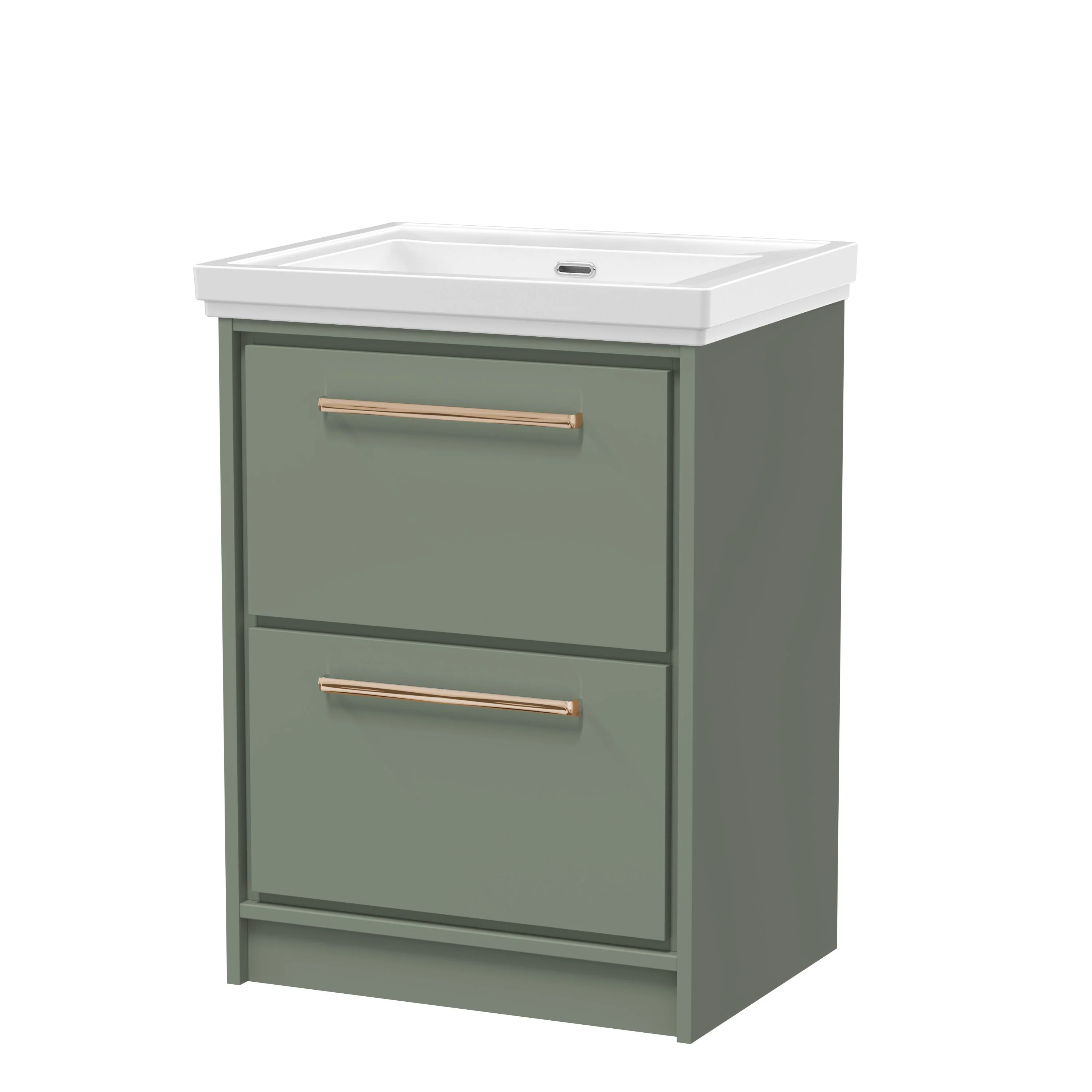 Hudson Reed Lille 600mm 2-Drawer Floor Standing Vanity Unit & Basin - Fern Green - Image 18