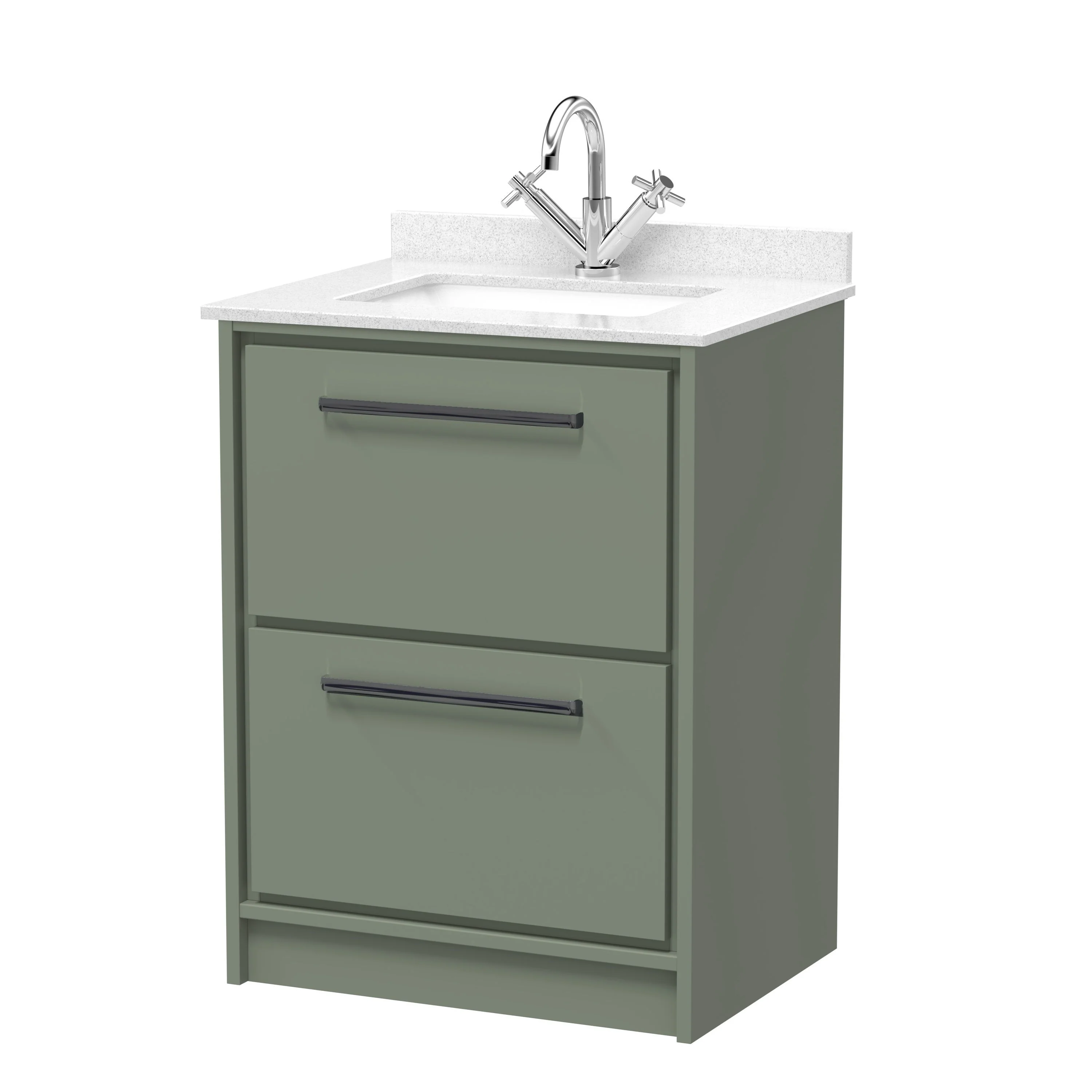 Hudson Reed Lille 600mm 2-Drawer Floor Standing Vanity Unit & Basin - Fern Green - Image 19