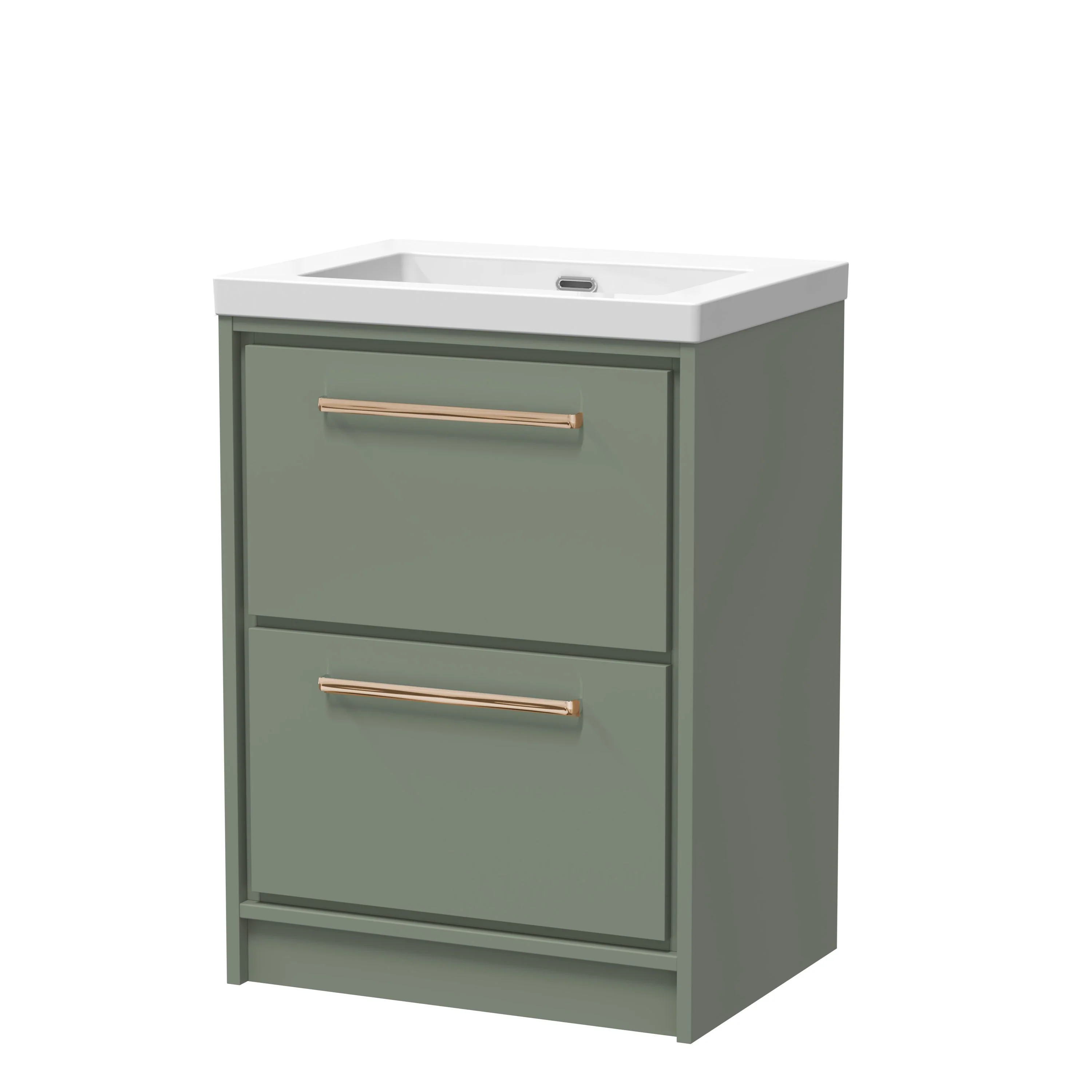 Hudson Reed Lille 600mm 2-Drawer Floor Standing Vanity Unit & Basin - Fern Green - Image 22