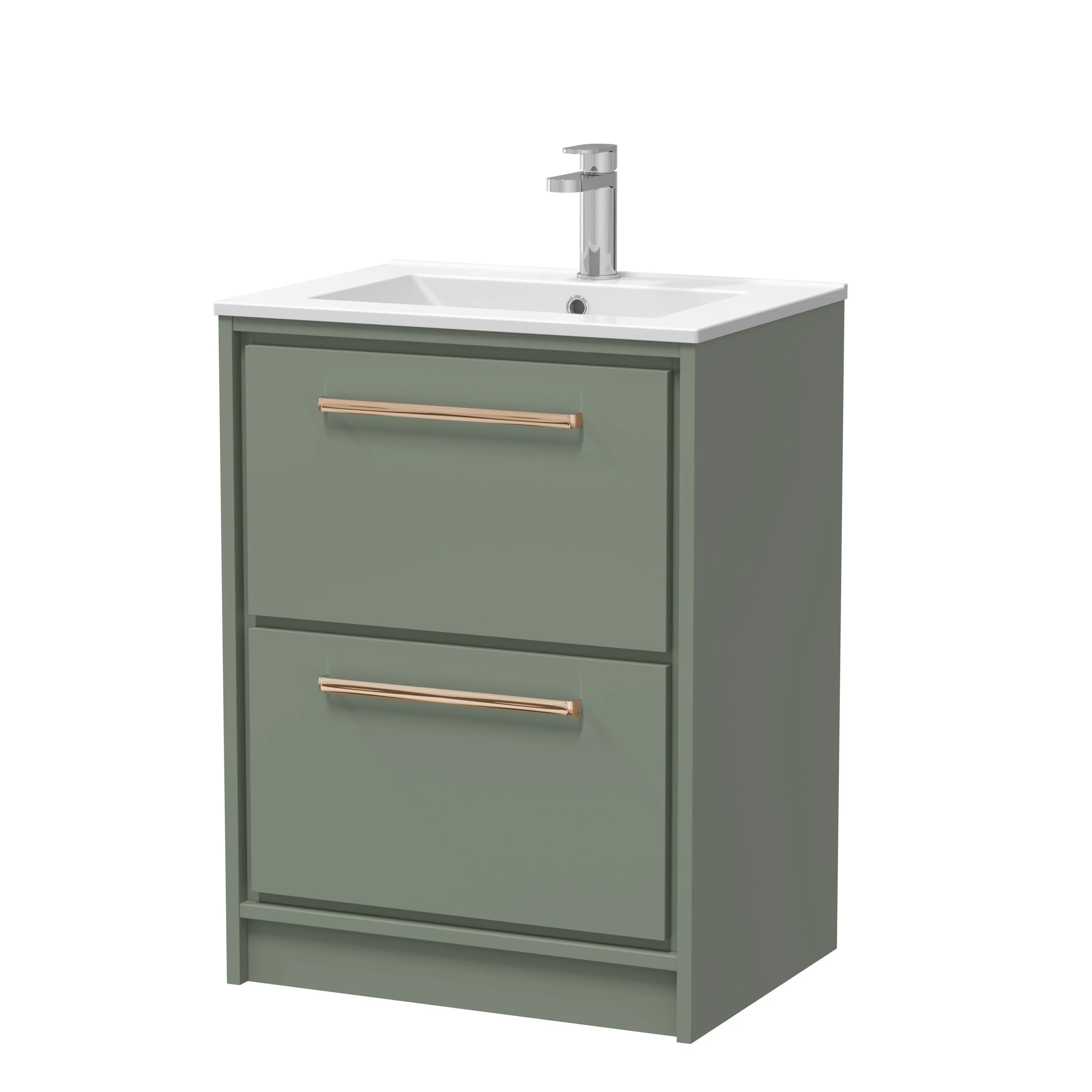 Hudson Reed Lille 600mm 2-Drawer Floor Standing Vanity Unit & Basin - Fern Green - Image 26