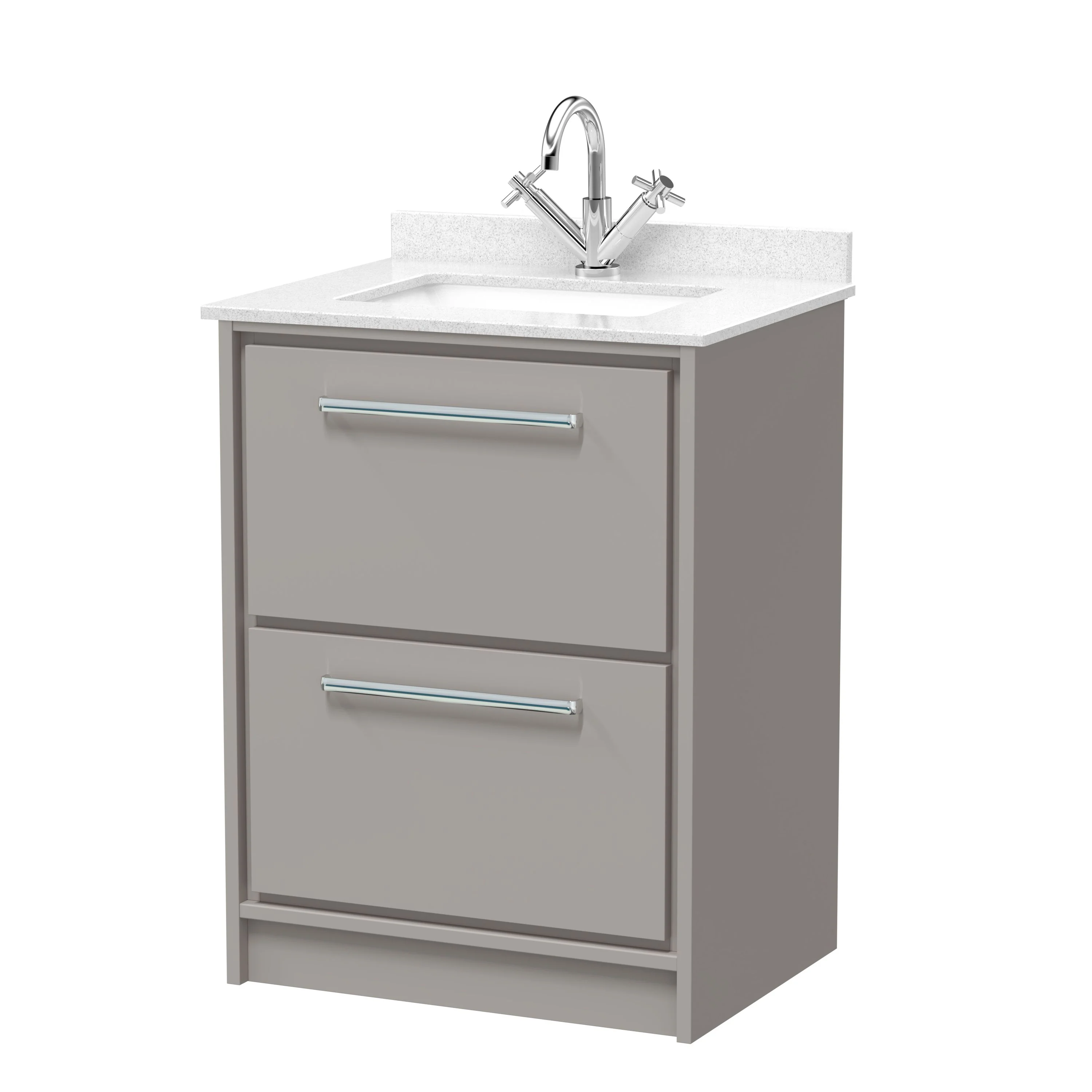 Hudson Reed Lille 600mm 2-Drawer Floor Standing Vanity Unit & Basin - Pebble Grey - Image 9