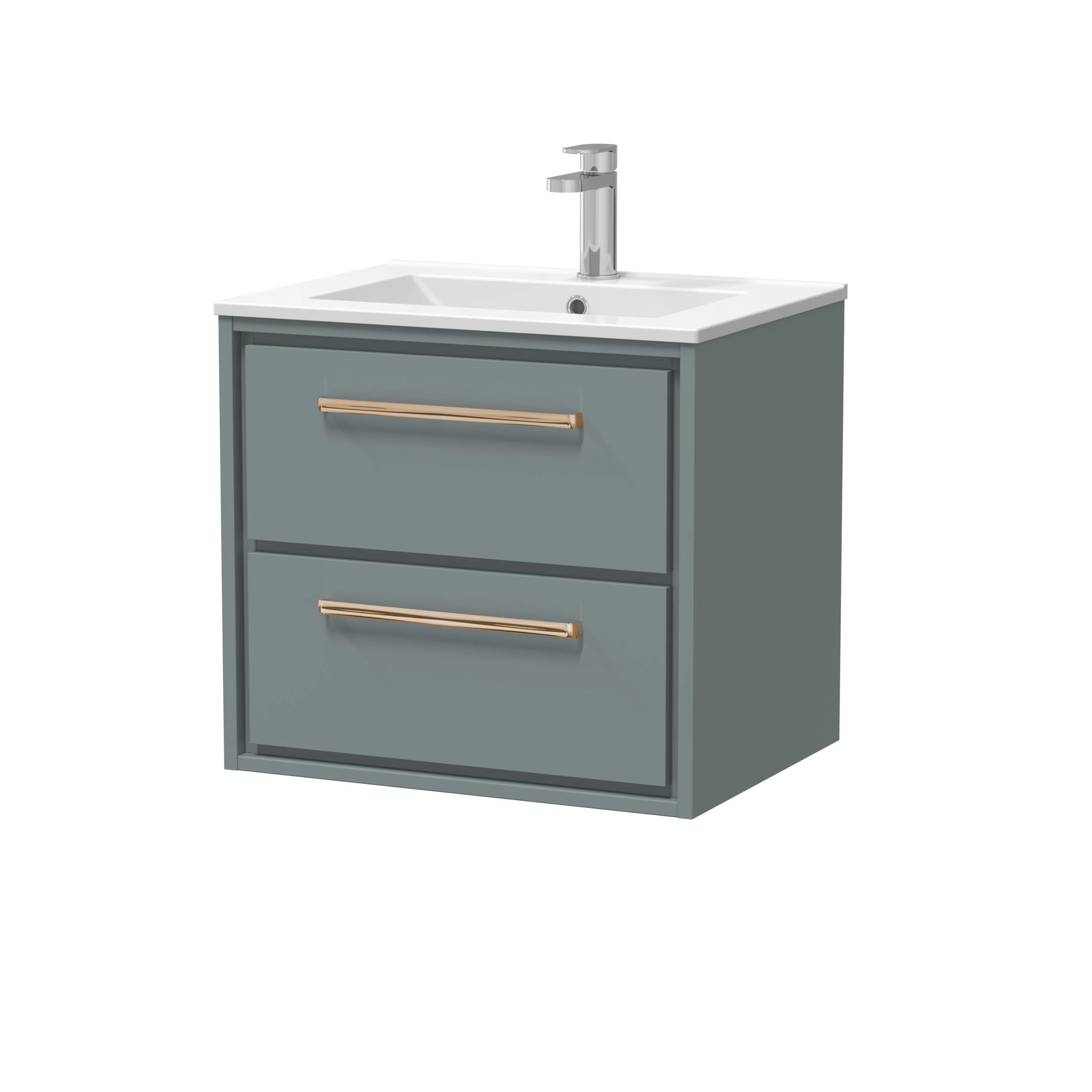 Hudson Reed Lille 600mm 2-Drawer Wall Hung Vanity Unit & Basin - Coastal Grey - Image 17