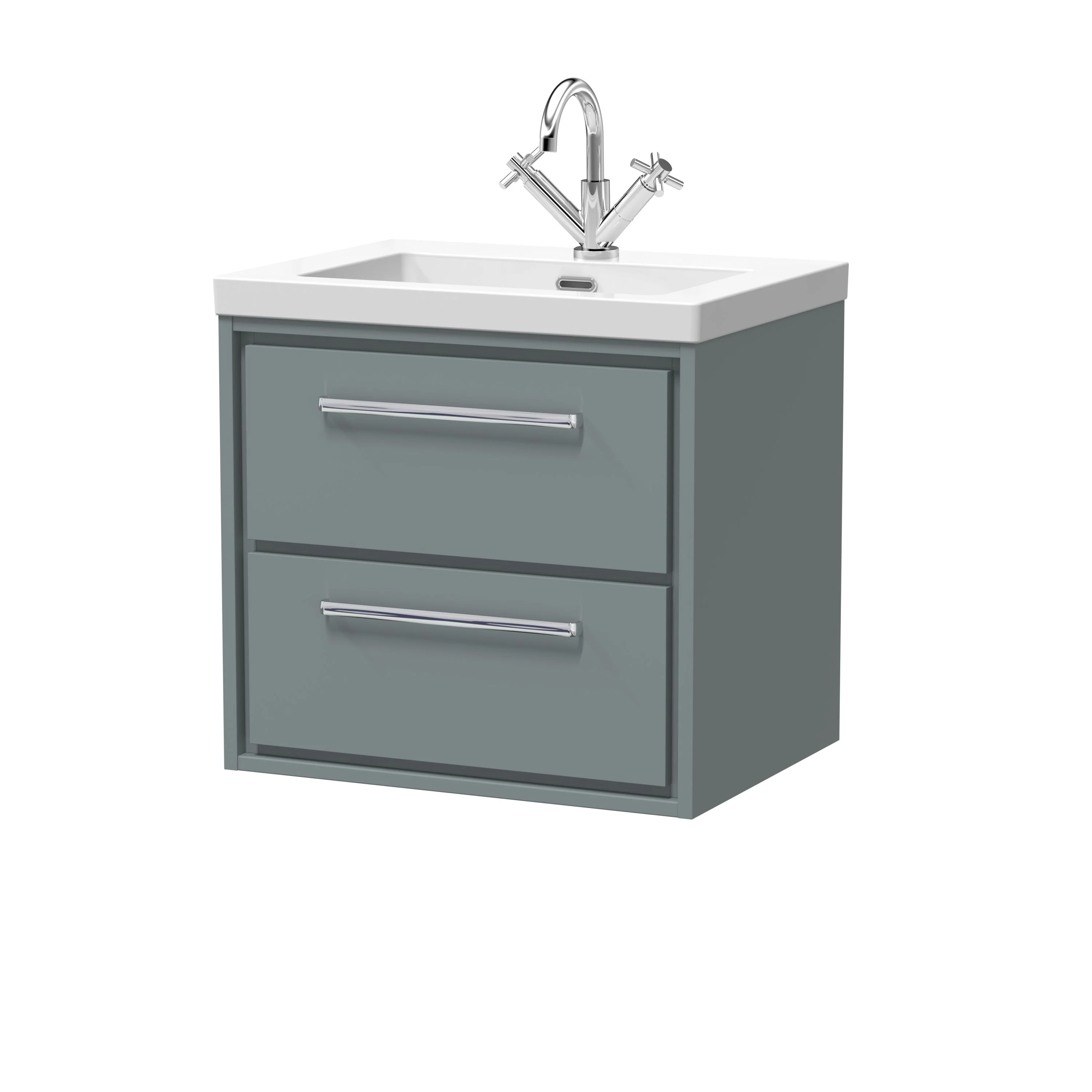 Hudson Reed Lille 600mm 2-Drawer Wall Hung Vanity Unit & Basin - Coastal Grey - Image 5