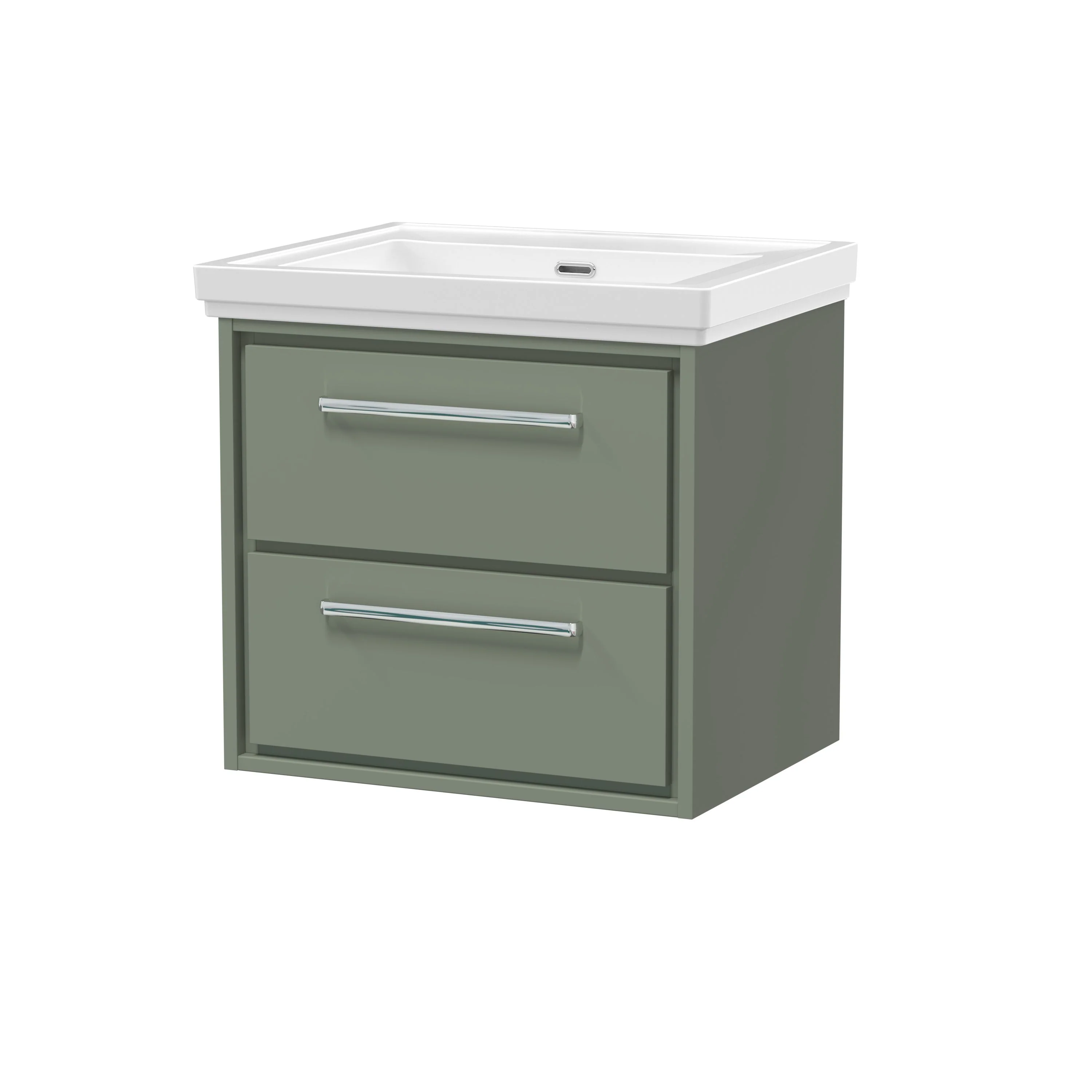 Hudson Reed Lille 600mm 2-Drawer Wall Hung Vanity Unit & Basin - Fern Green
