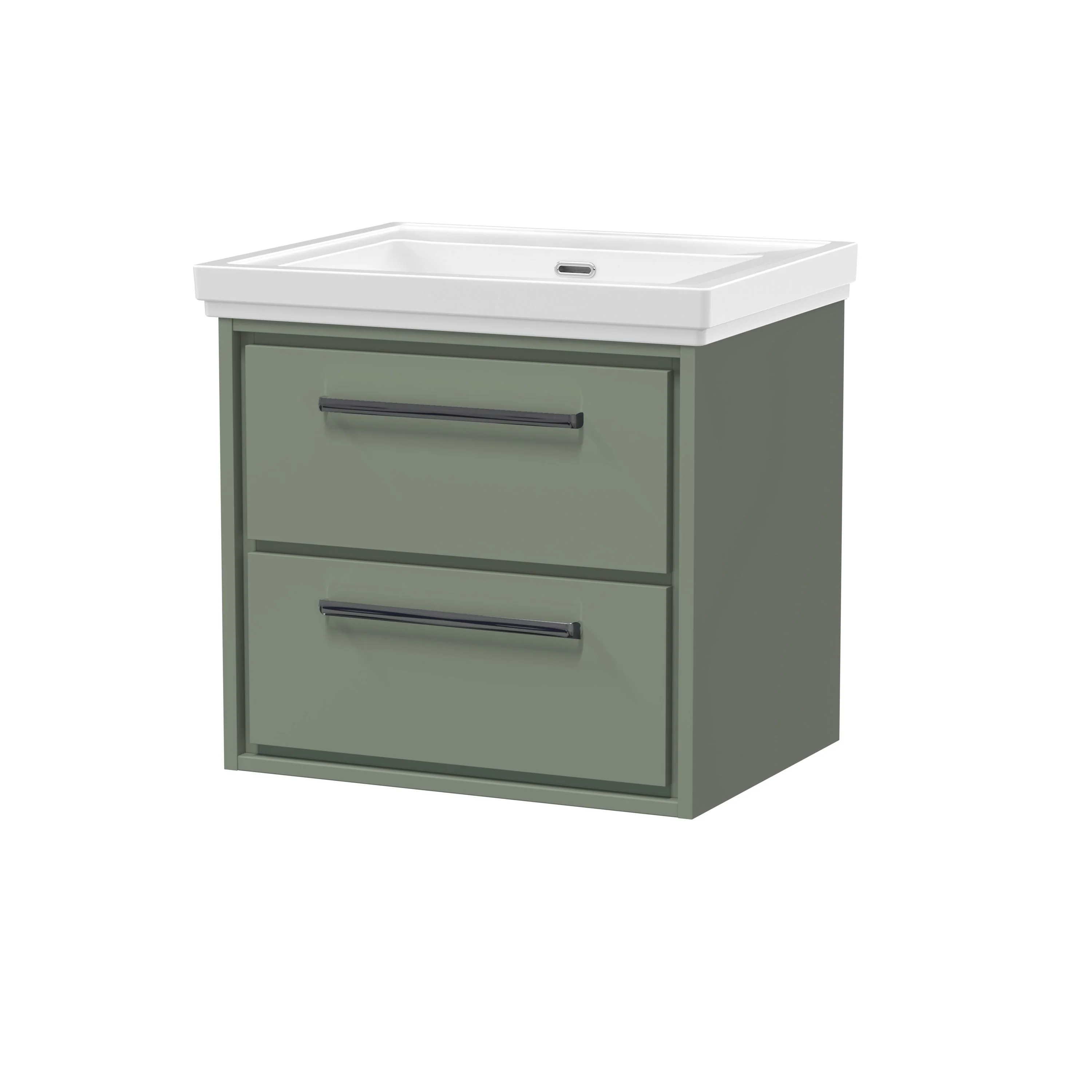 Hudson Reed Lille 600mm 2-Drawer Wall Hung Vanity Unit & Basin - Fern Green - Image 10