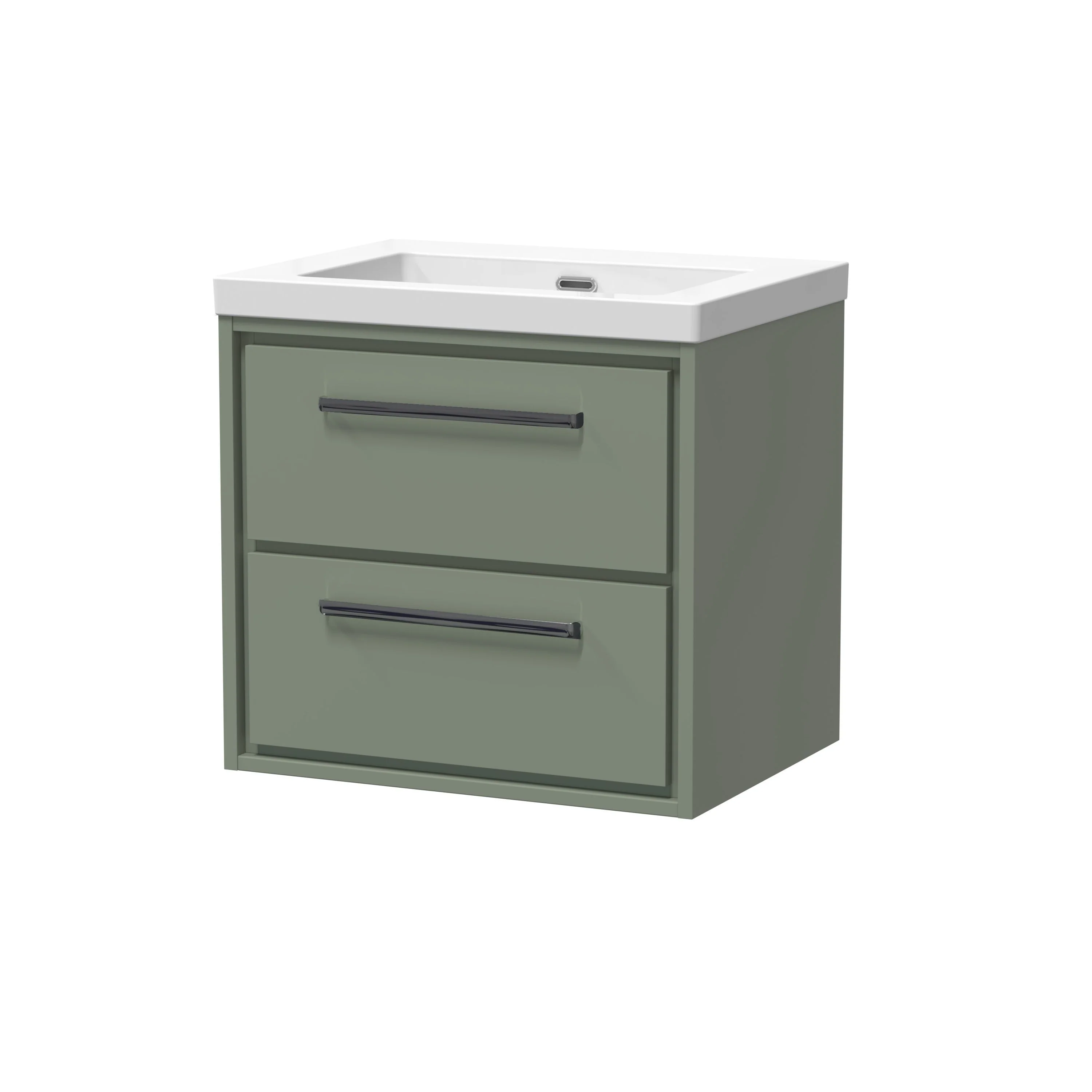 Hudson Reed Lille 600mm 2-Drawer Wall Hung Vanity Unit & Basin - Fern Green - Image 13