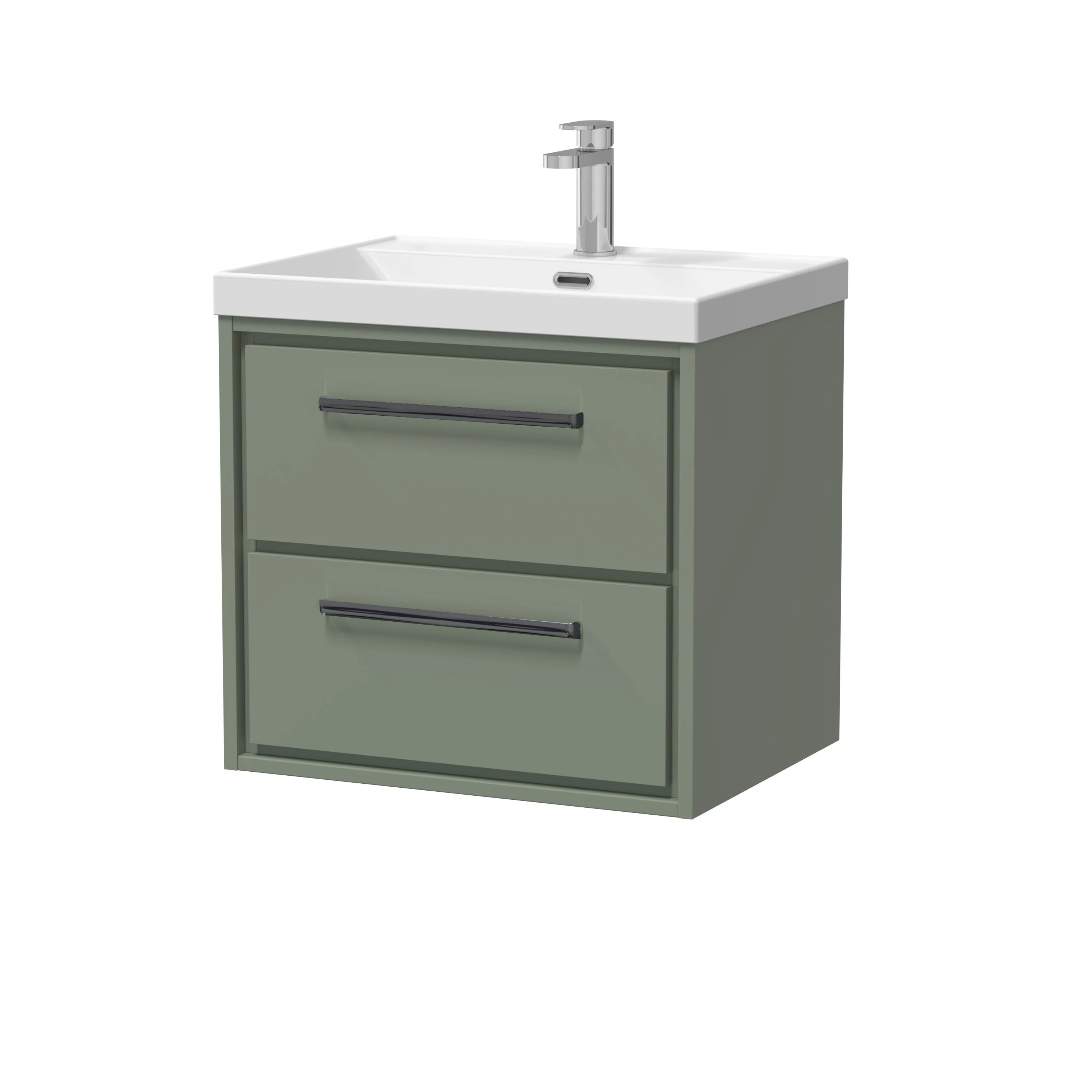 Hudson Reed Lille 600mm 2-Drawer Wall Hung Vanity Unit & Basin - Fern Green - Image 16