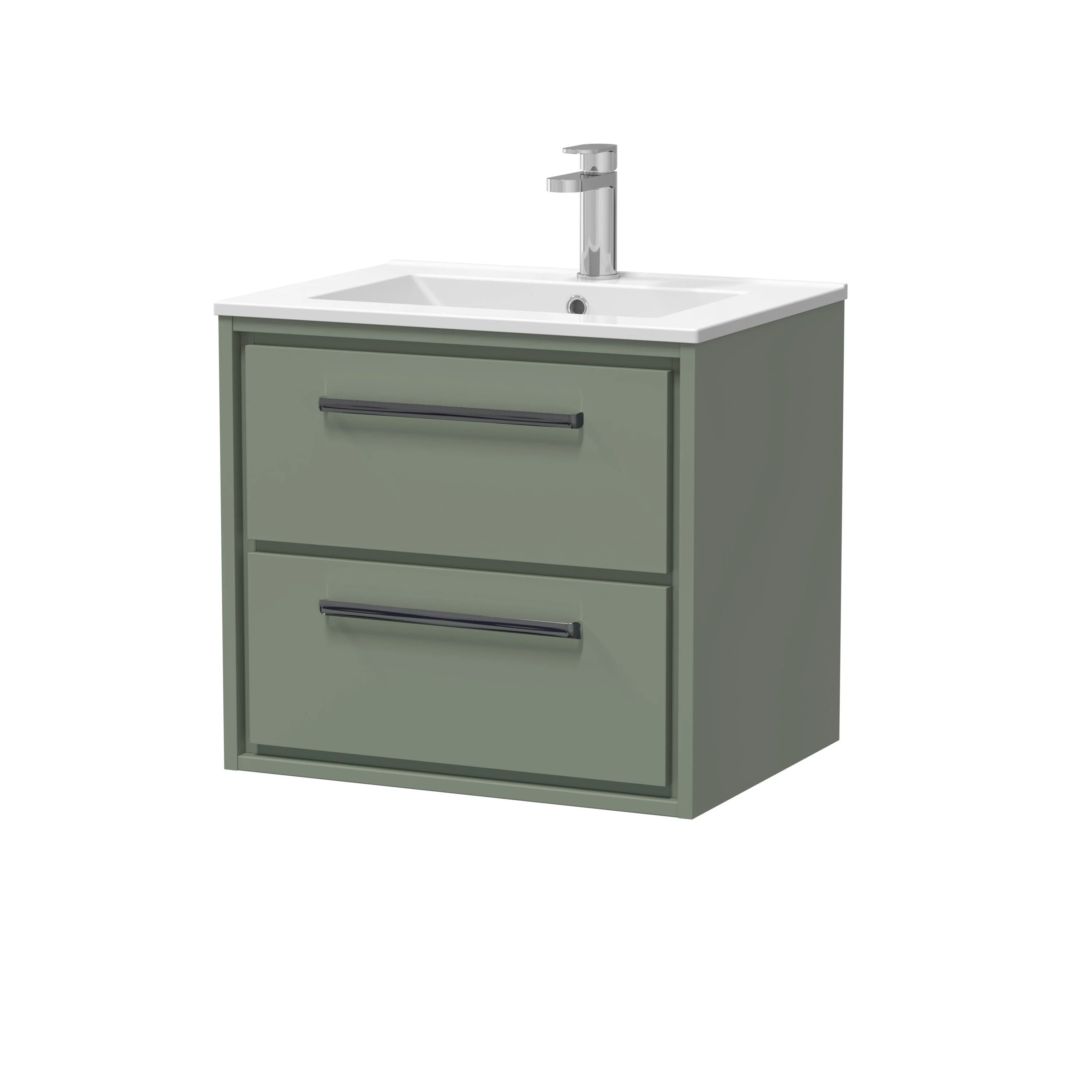Hudson Reed Lille 600mm 2-Drawer Wall Hung Vanity Unit & Basin - Fern Green - Image 17