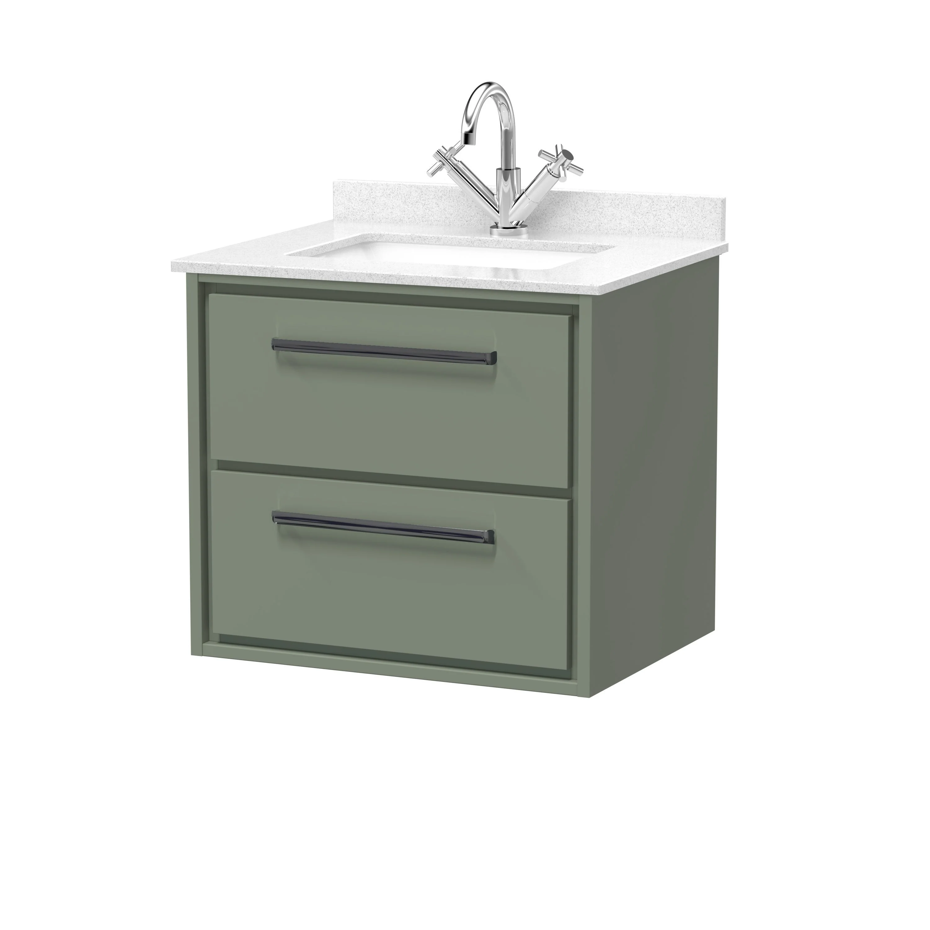 Hudson Reed Lille 600mm 2-Drawer Wall Hung Vanity Unit & Basin - Fern Green - Image 18