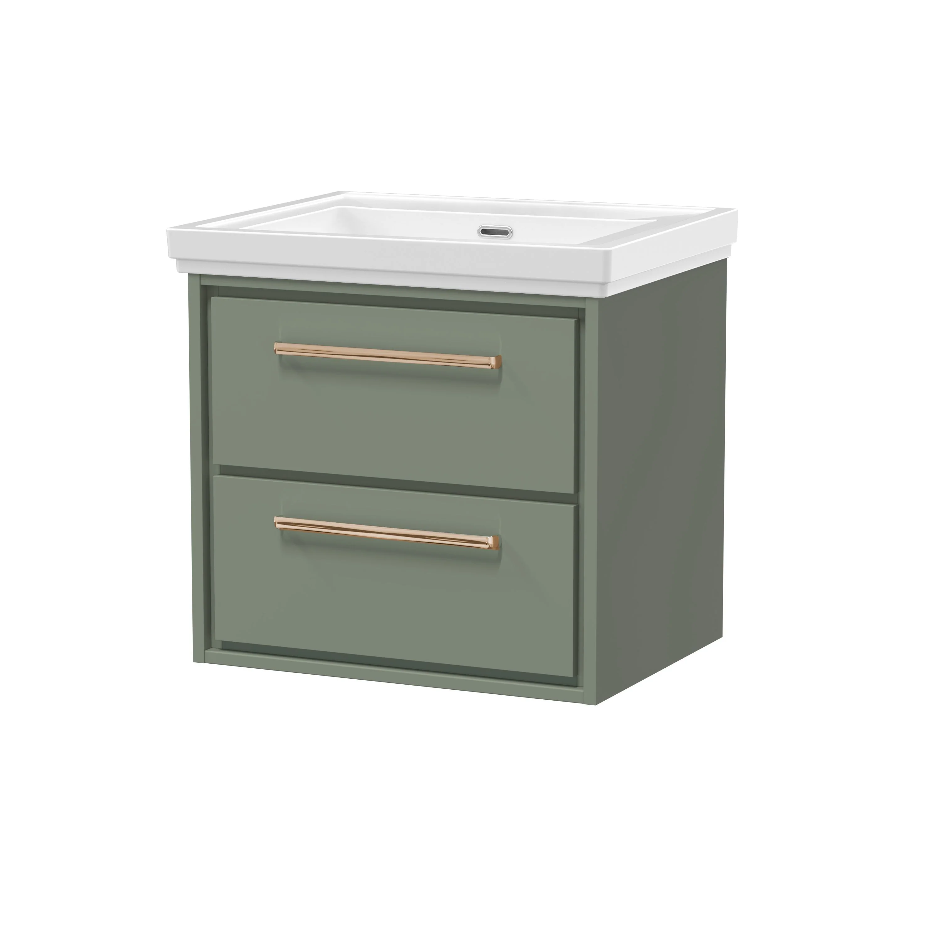 Hudson Reed Lille 600mm 2-Drawer Wall Hung Vanity Unit & Basin - Fern Green - Image 19