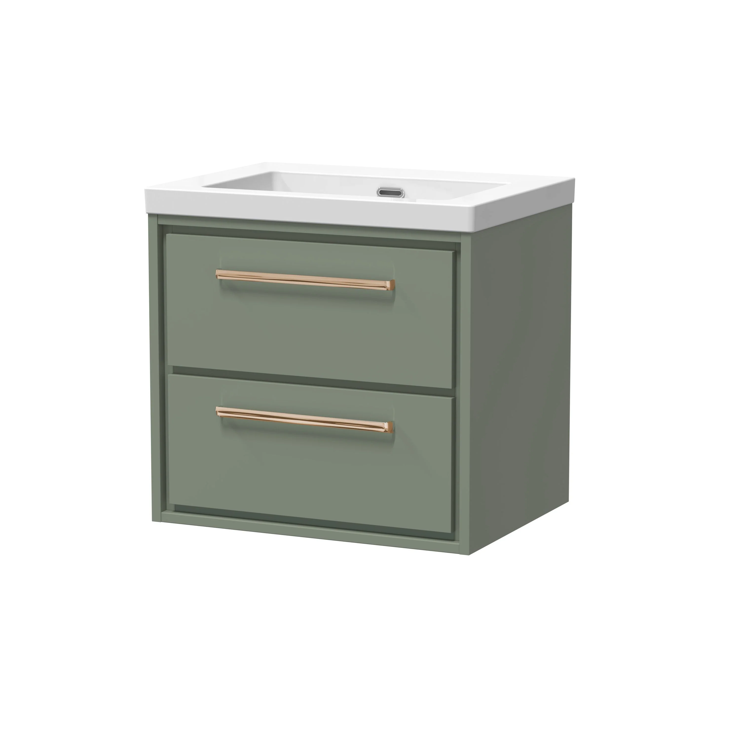 Hudson Reed Lille 600mm 2-Drawer Wall Hung Vanity Unit & Basin - Fern Green - Image 22