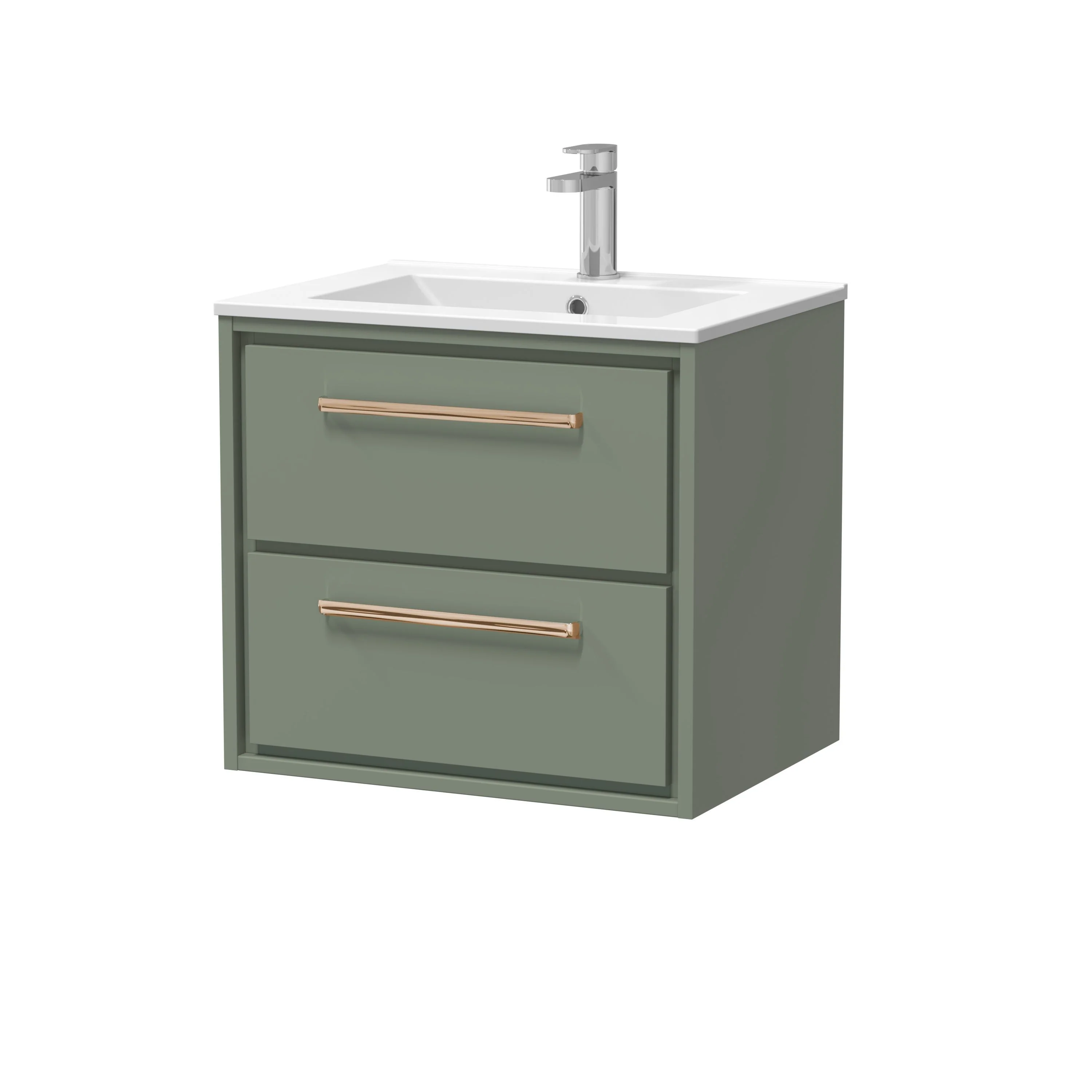 Hudson Reed Lille 600mm 2-Drawer Wall Hung Vanity Unit & Basin - Fern Green - Image 26