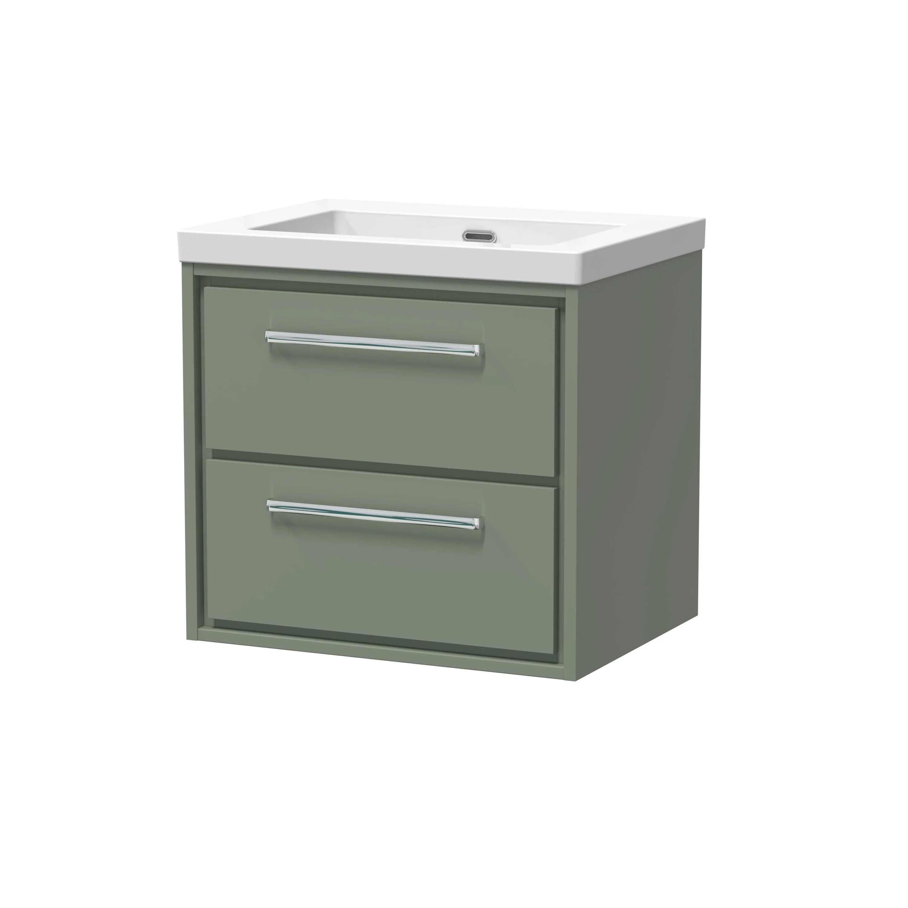 Hudson Reed Lille 600mm 2-Drawer Wall Hung Vanity Unit & Basin - Fern Green - Image 4