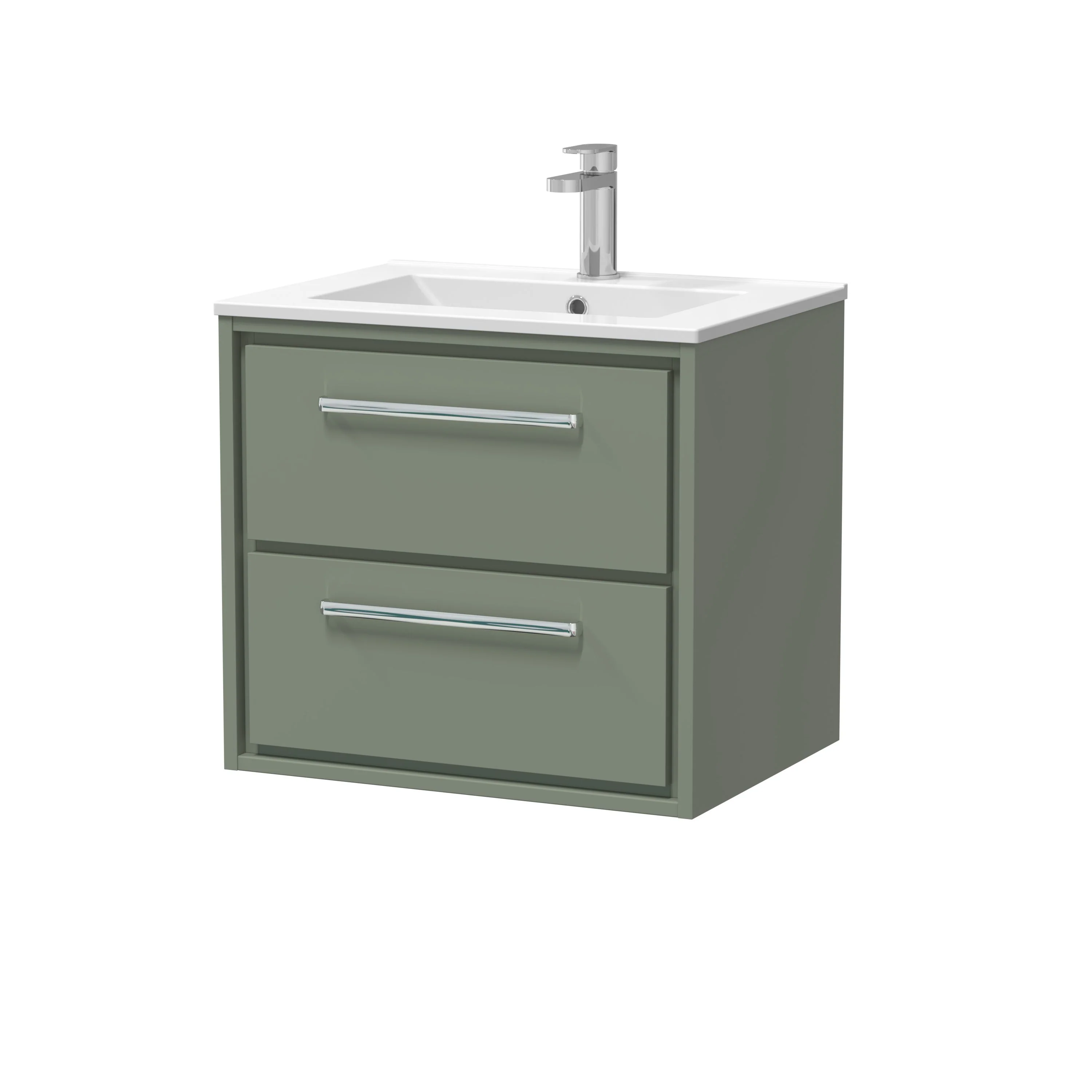 Hudson Reed Lille 600mm 2-Drawer Wall Hung Vanity Unit & Basin - Fern Green - Image 7
