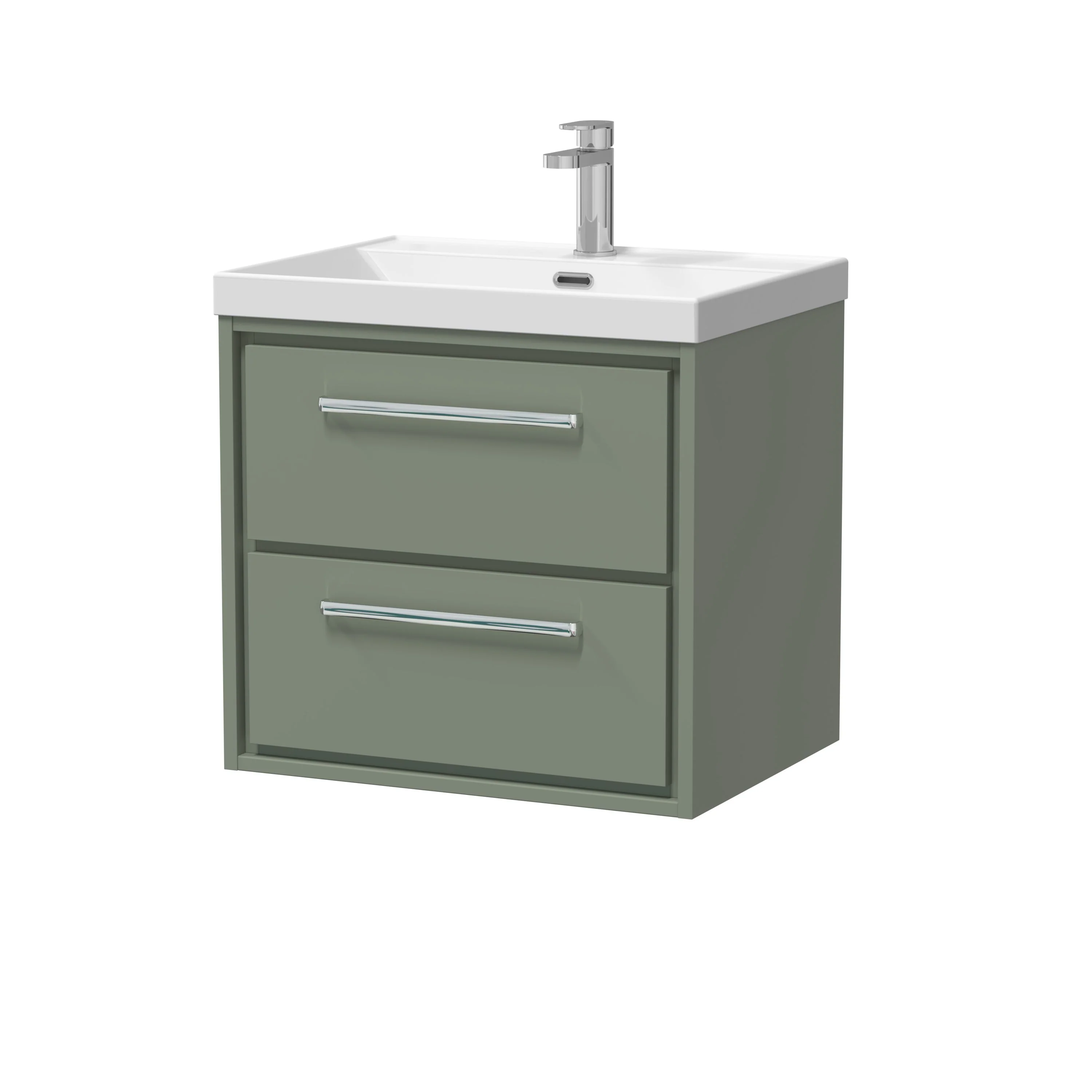 Hudson Reed Lille 600mm 2-Drawer Wall Hung Vanity Unit & Basin - Fern Green - Image 8