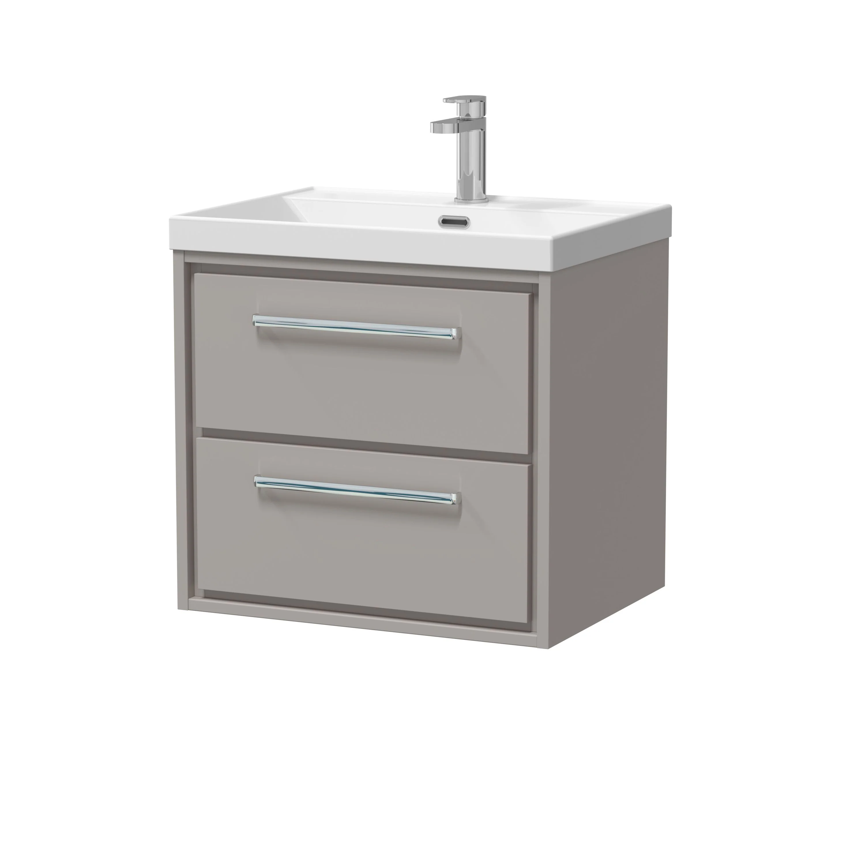 Hudson Reed Lille 600mm 2-Drawer Wall Hung Vanity Unit & Basin - Pebble Grey - Image 8