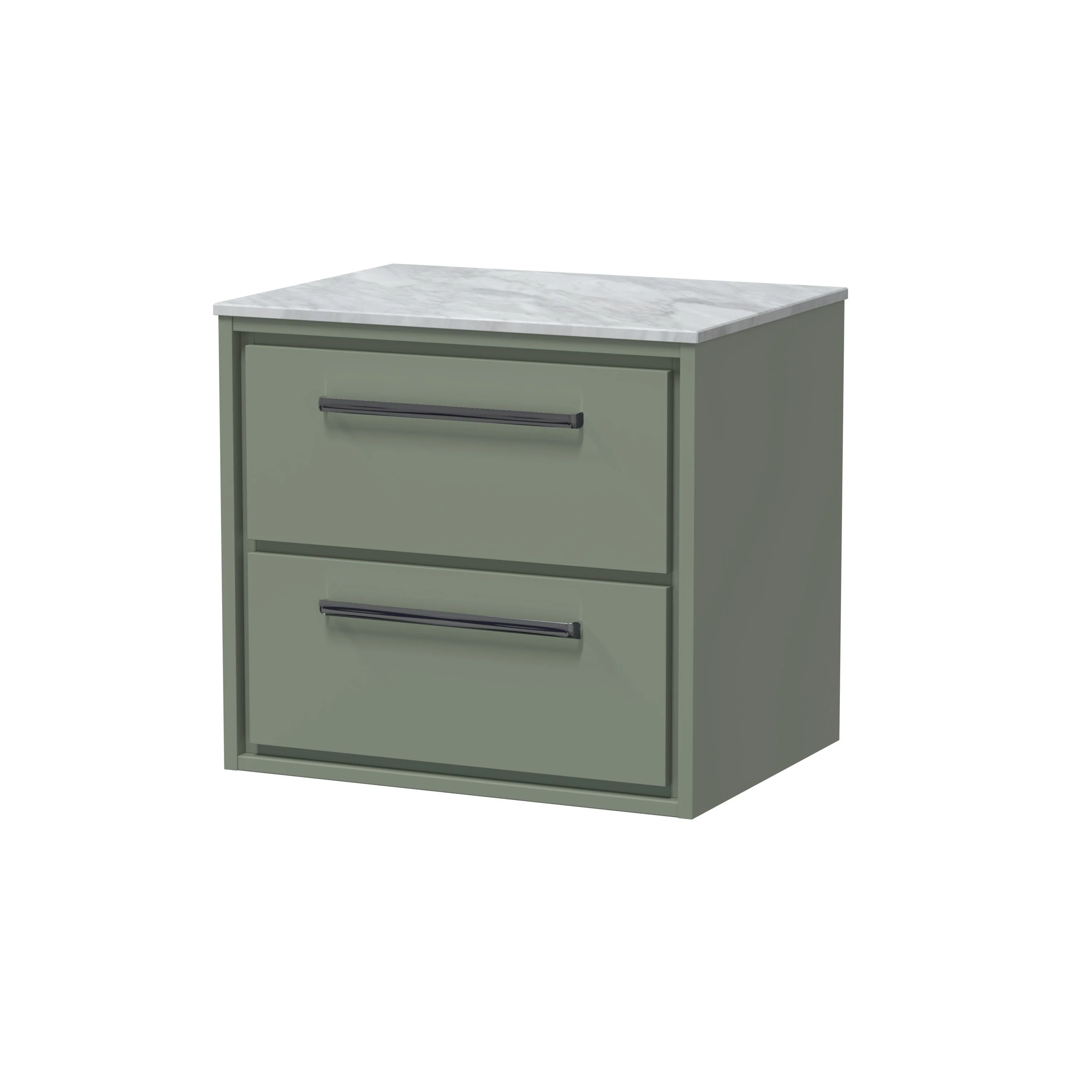 Hudson Reed Lille 600mm 2-Drawer Wall Hung Vanity Unit - Fern Green - Image 9
