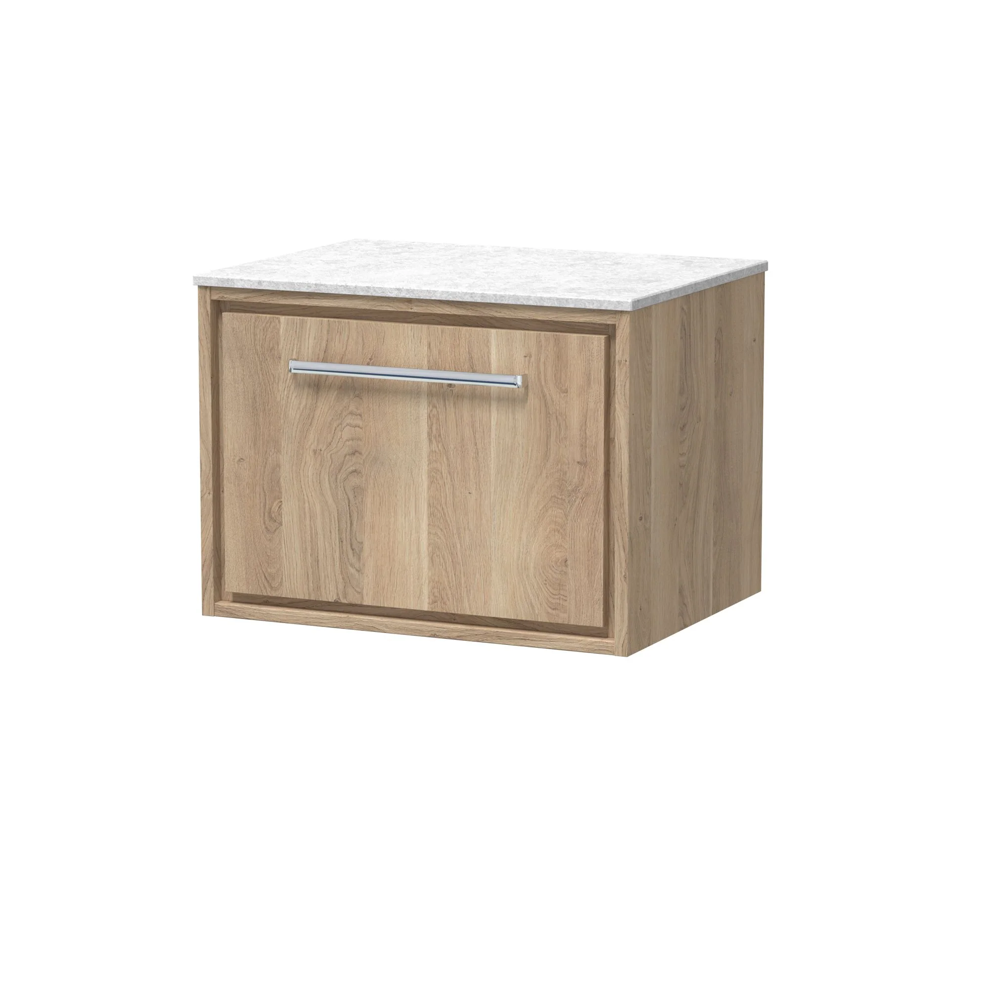 Hudson Reed Lille 600mm Wall Hung 1 Drawer Vanity Unit - Bleached Oak - Image 5