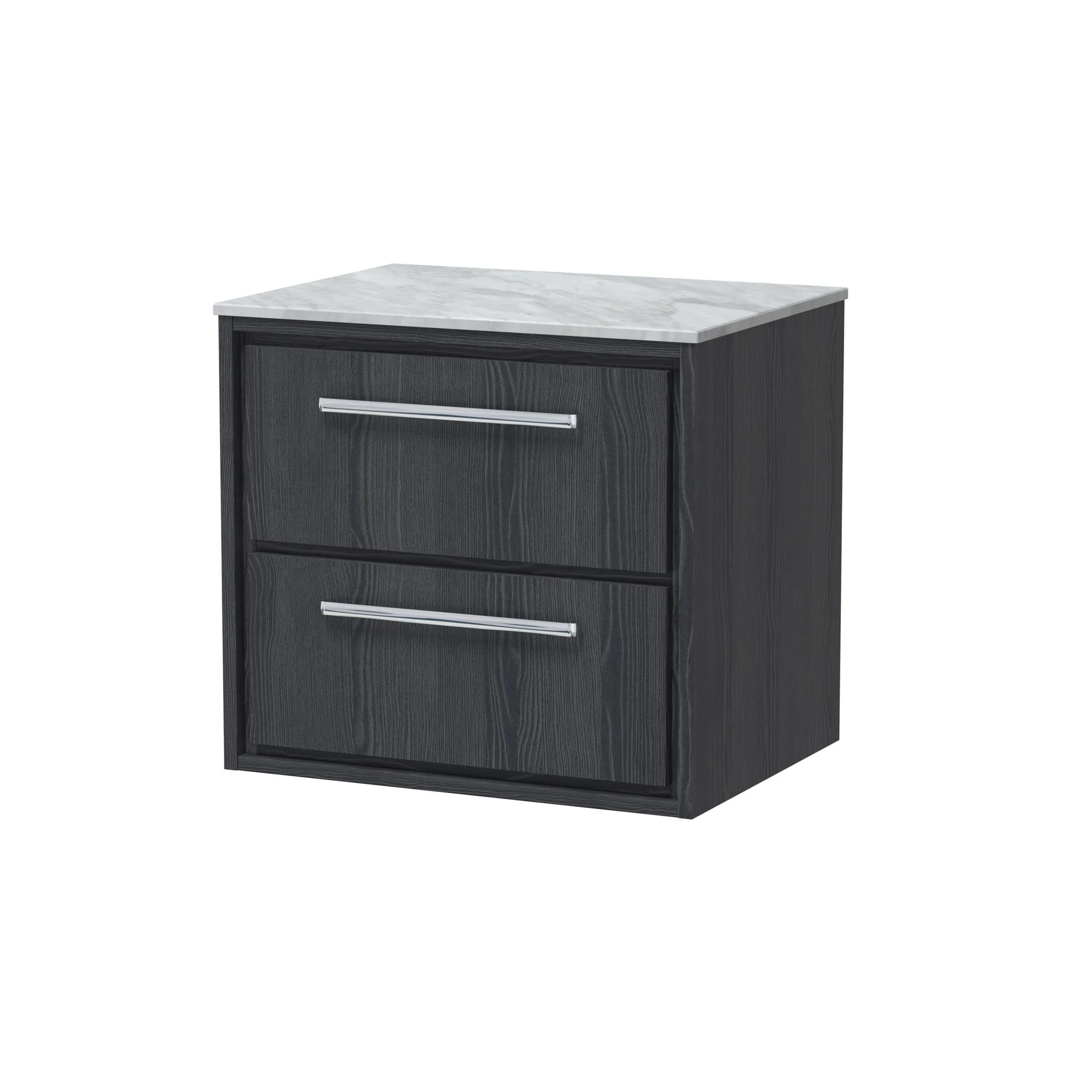 Hudson Reed Lille 600mm Wall Hung 2-Drawer Vanity Unit - Graphite Grey Woodgrain - Image 4