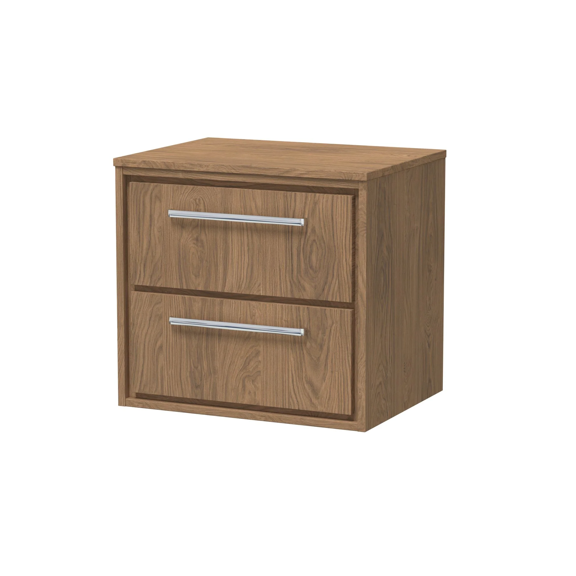 Hudson Reed Lille 600mm Wall Hung 2-Drawer Vanity Unit - Antique Oak - Image 3