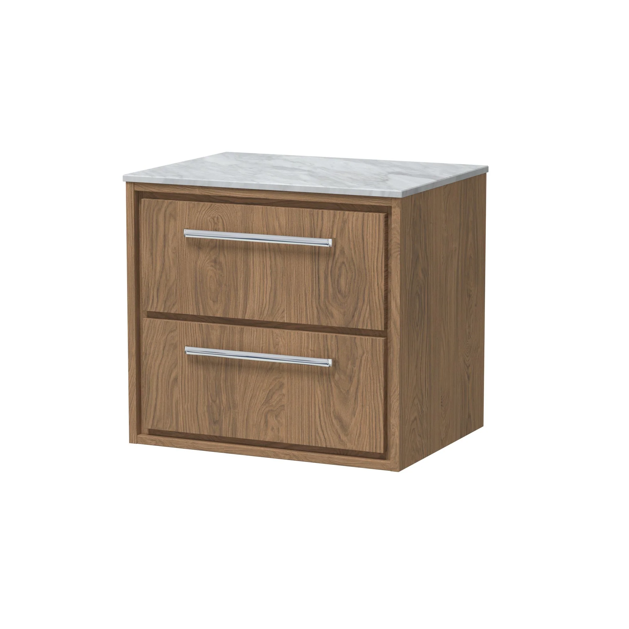 Hudson Reed Lille 600mm Wall Hung 2-Drawer Vanity Unit - Antique Oak - Image 4