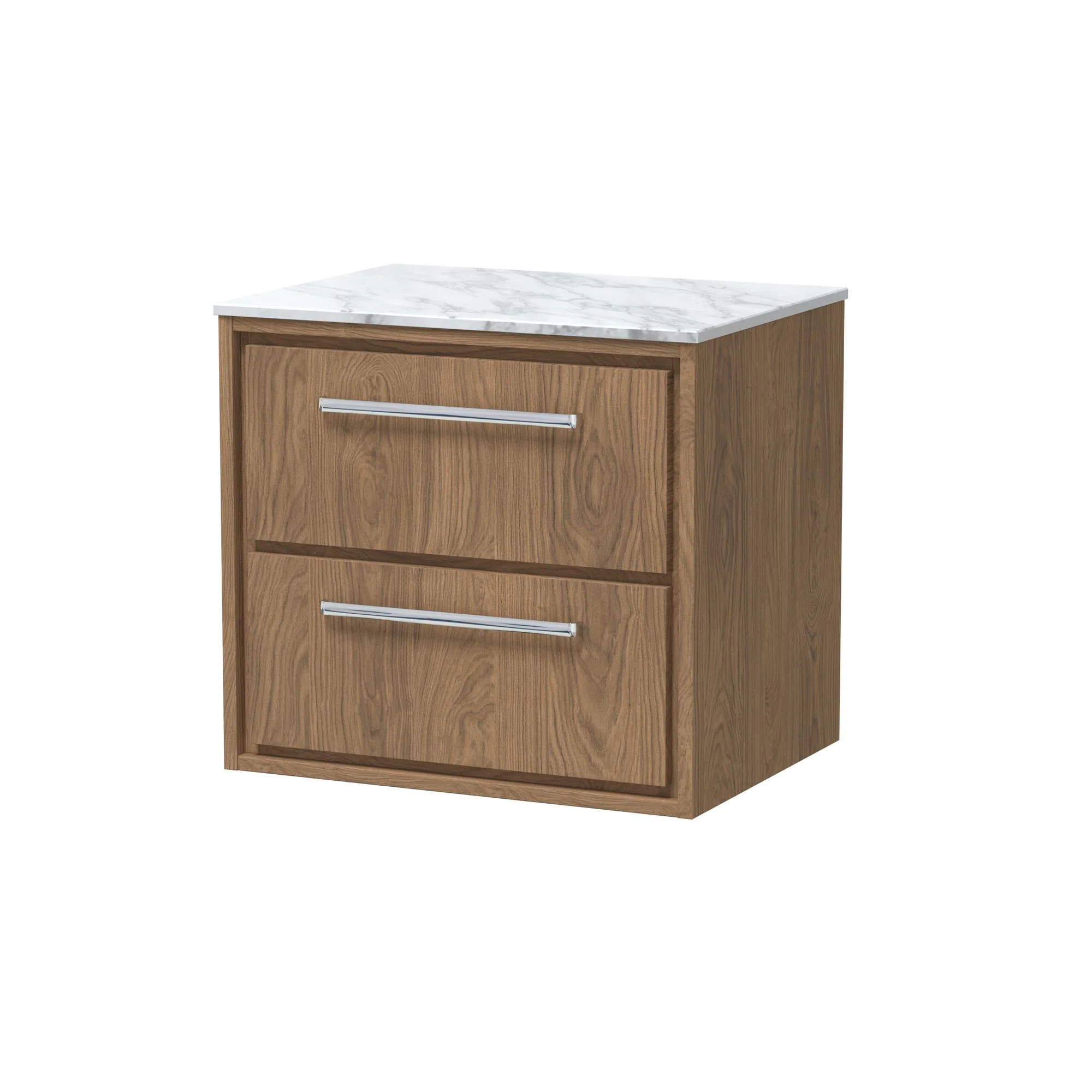 Hudson Reed Lille 600mm Wall Hung 2-Drawer Vanity Unit - Antique Oak - Image 5
