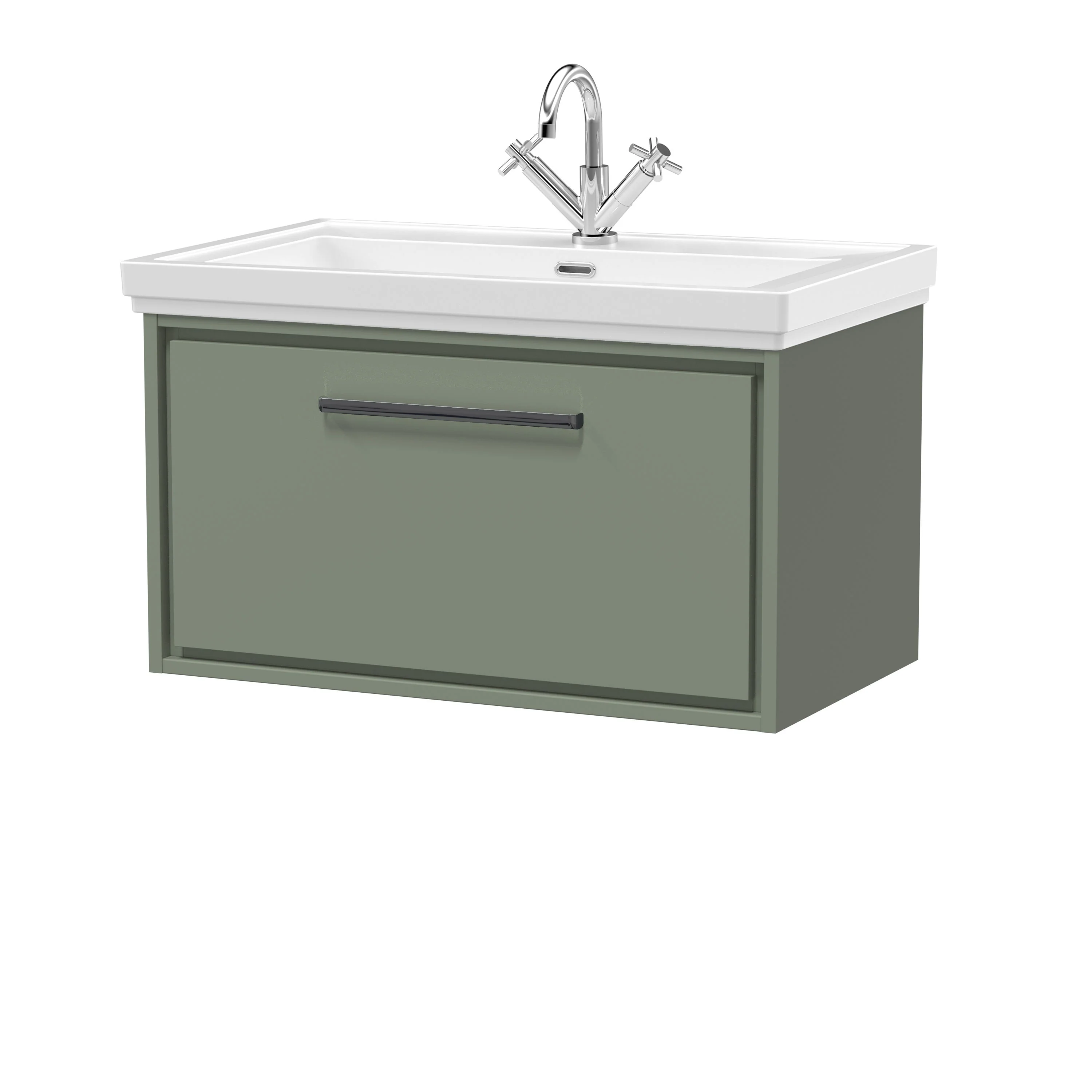 Hudson Reed Lille 800mm 1 Drawer Wall Hung Vanity Unit & Basin - Fern Green - Image 12