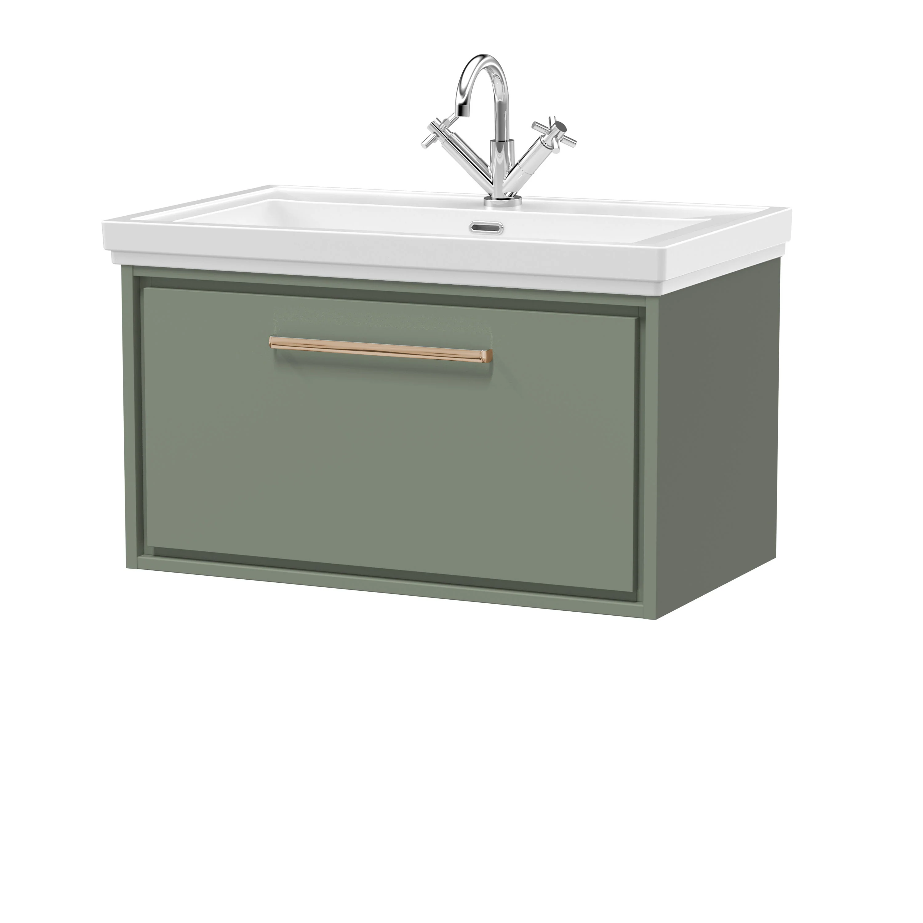 Hudson Reed Lille 800mm 1 Drawer Wall Hung Vanity Unit & Basin - Fern Green - Image 13