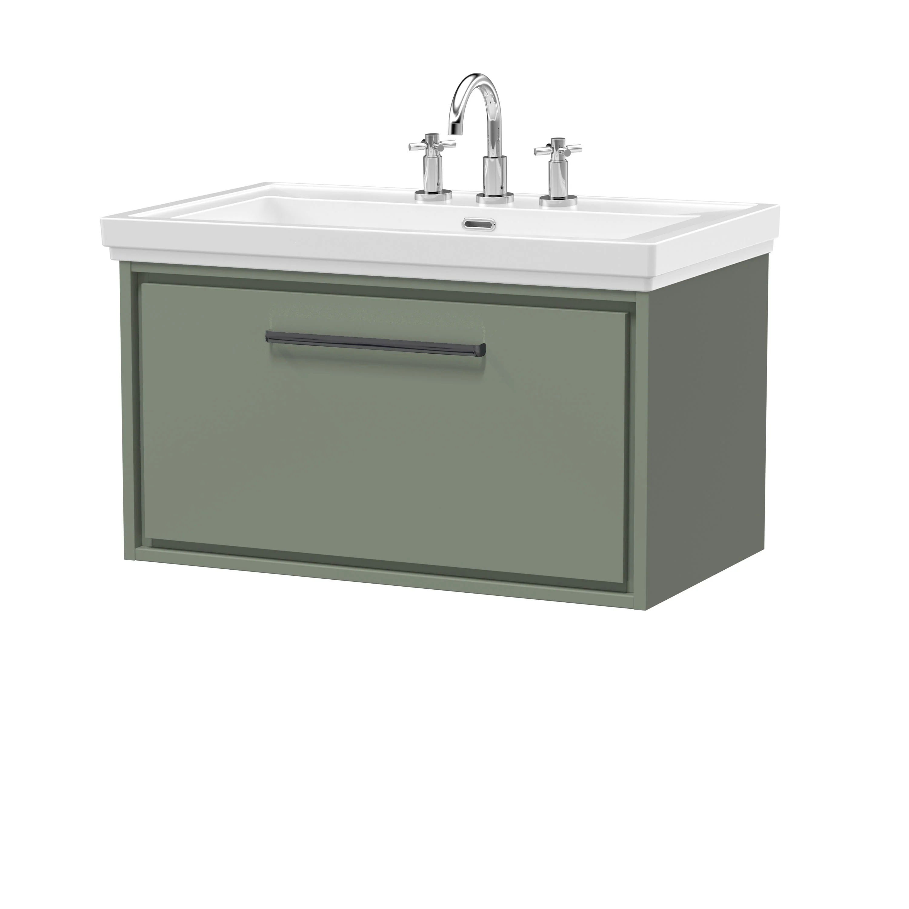Hudson Reed Lille 800mm 1 Drawer Wall Hung Vanity Unit & Basin - Fern Green - Image 14