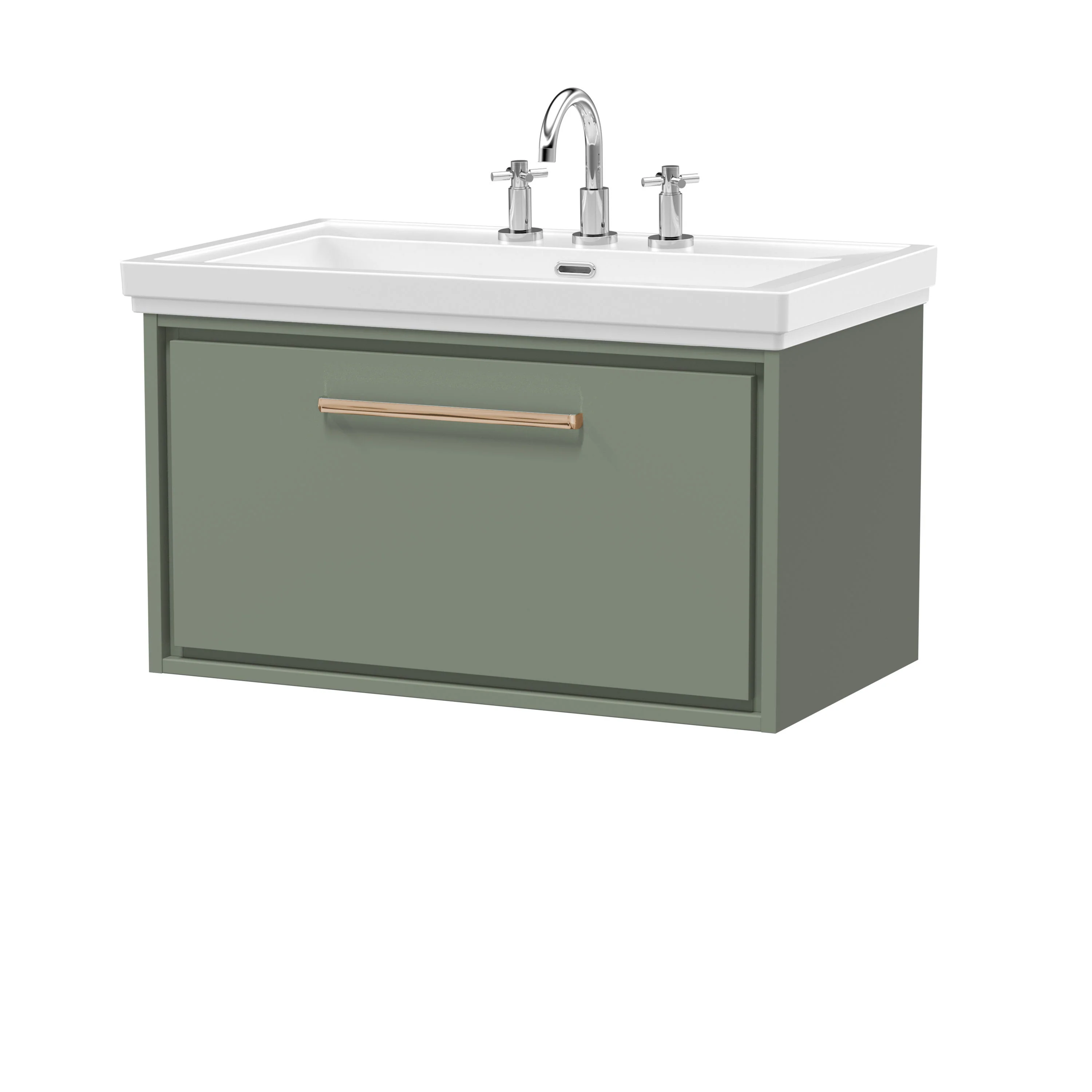 Hudson Reed Lille 800mm 1 Drawer Wall Hung Vanity Unit & Basin - Fern Green - Image 15