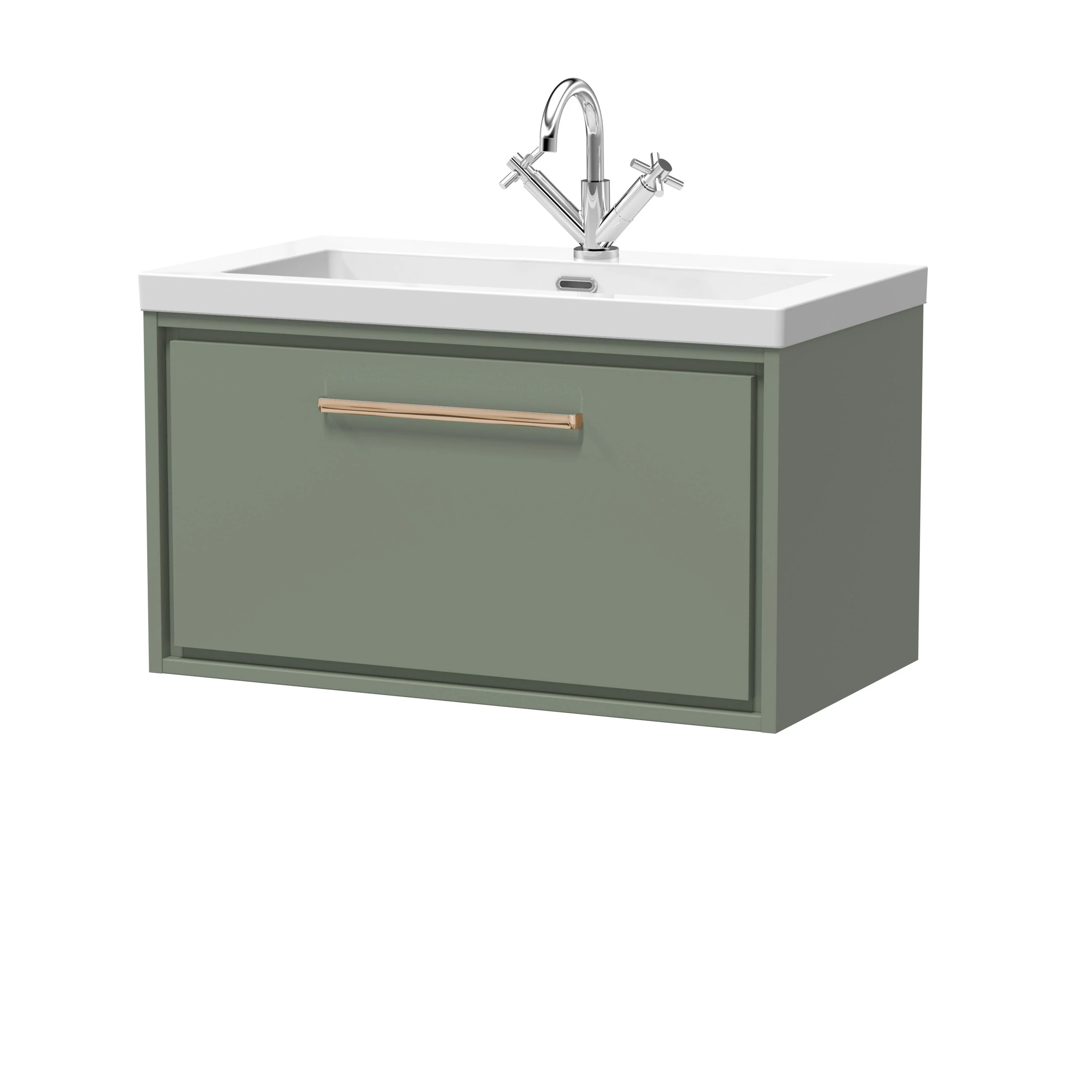 Hudson Reed Lille 800mm 1 Drawer Wall Hung Vanity Unit & Basin - Fern Green - Image 18
