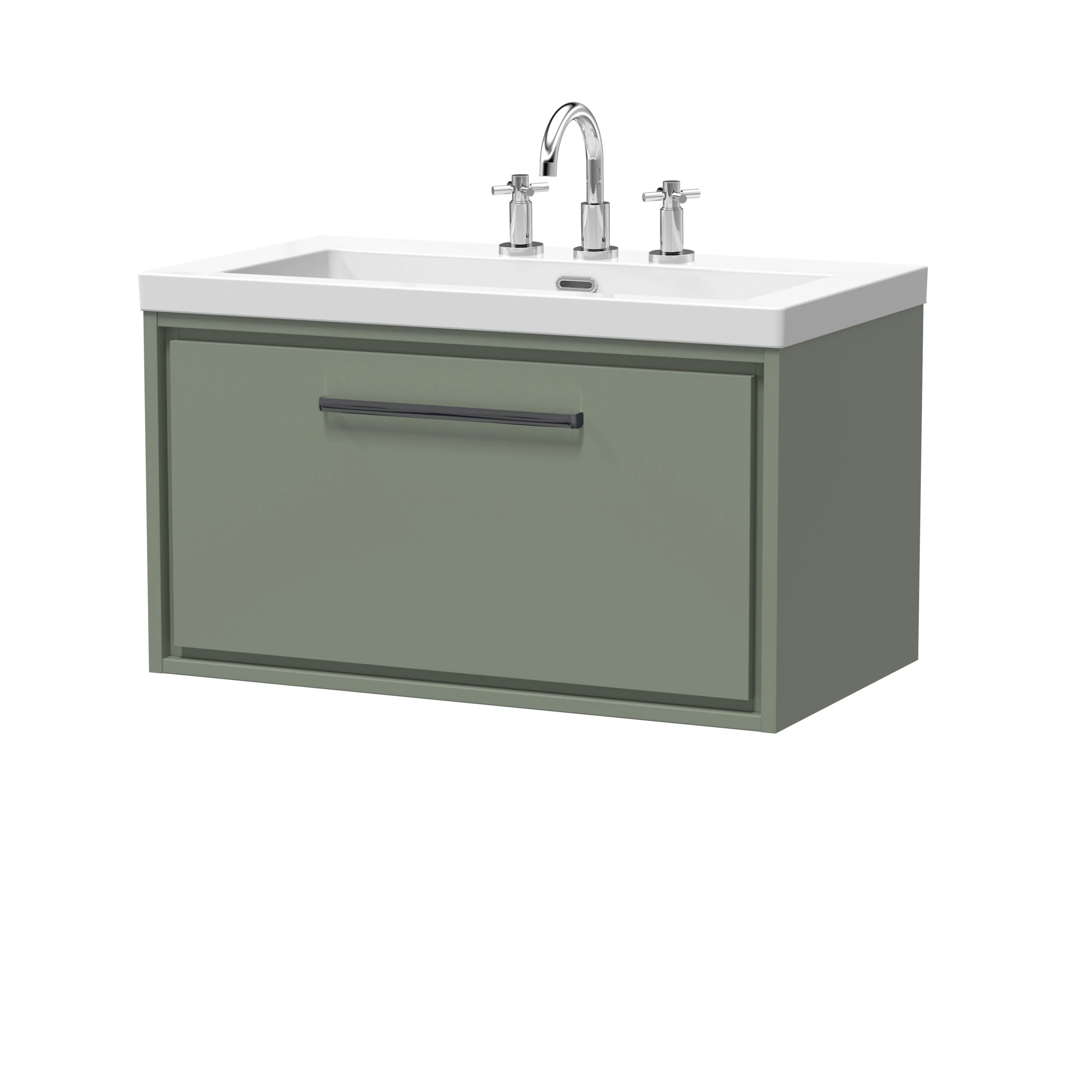 Hudson Reed Lille 800mm 1 Drawer Wall Hung Vanity Unit & Basin - Fern Green - Image 19