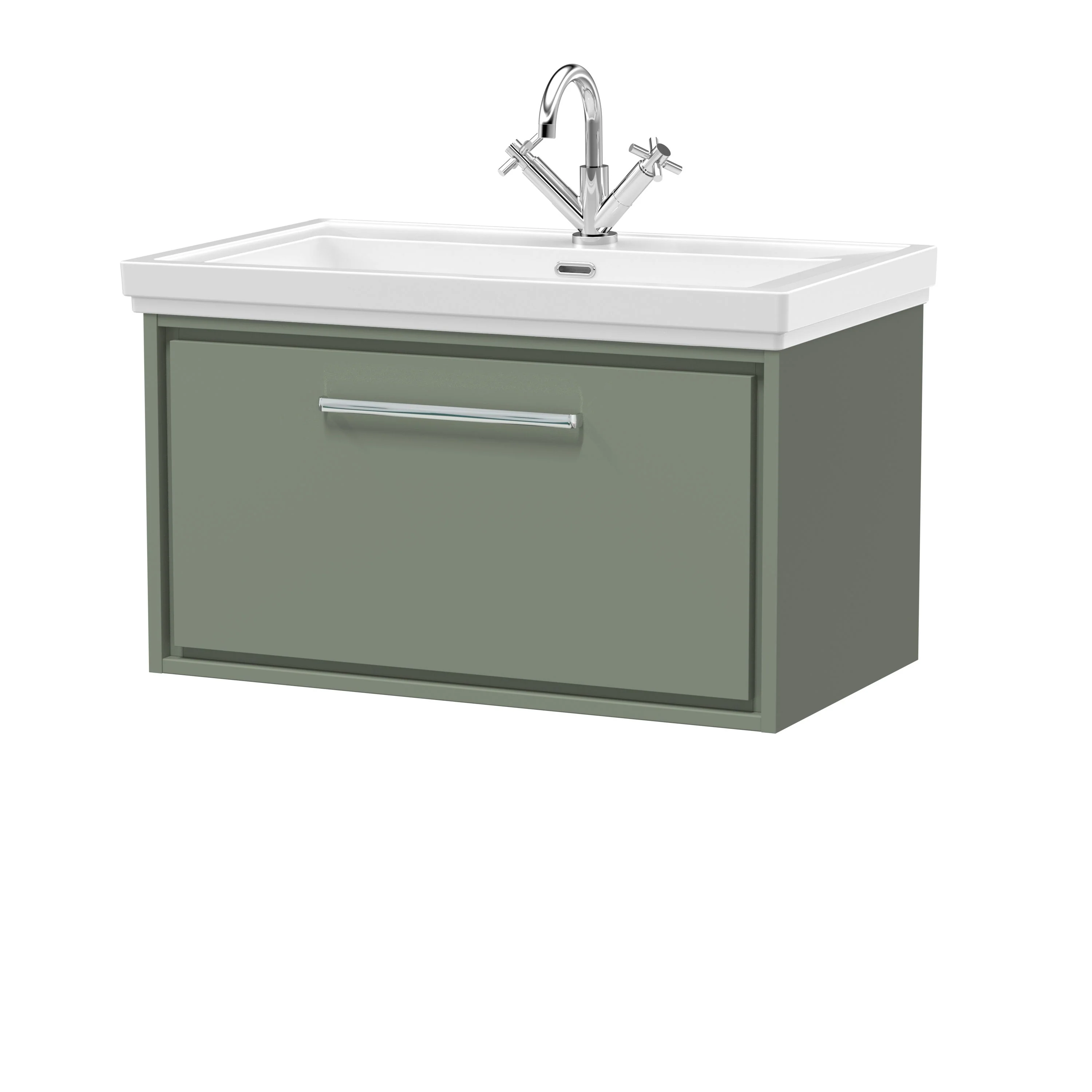 Hudson Reed Lille 800mm 1 Drawer Wall Hung Vanity Unit & Basin - Fern Green - Image 2
