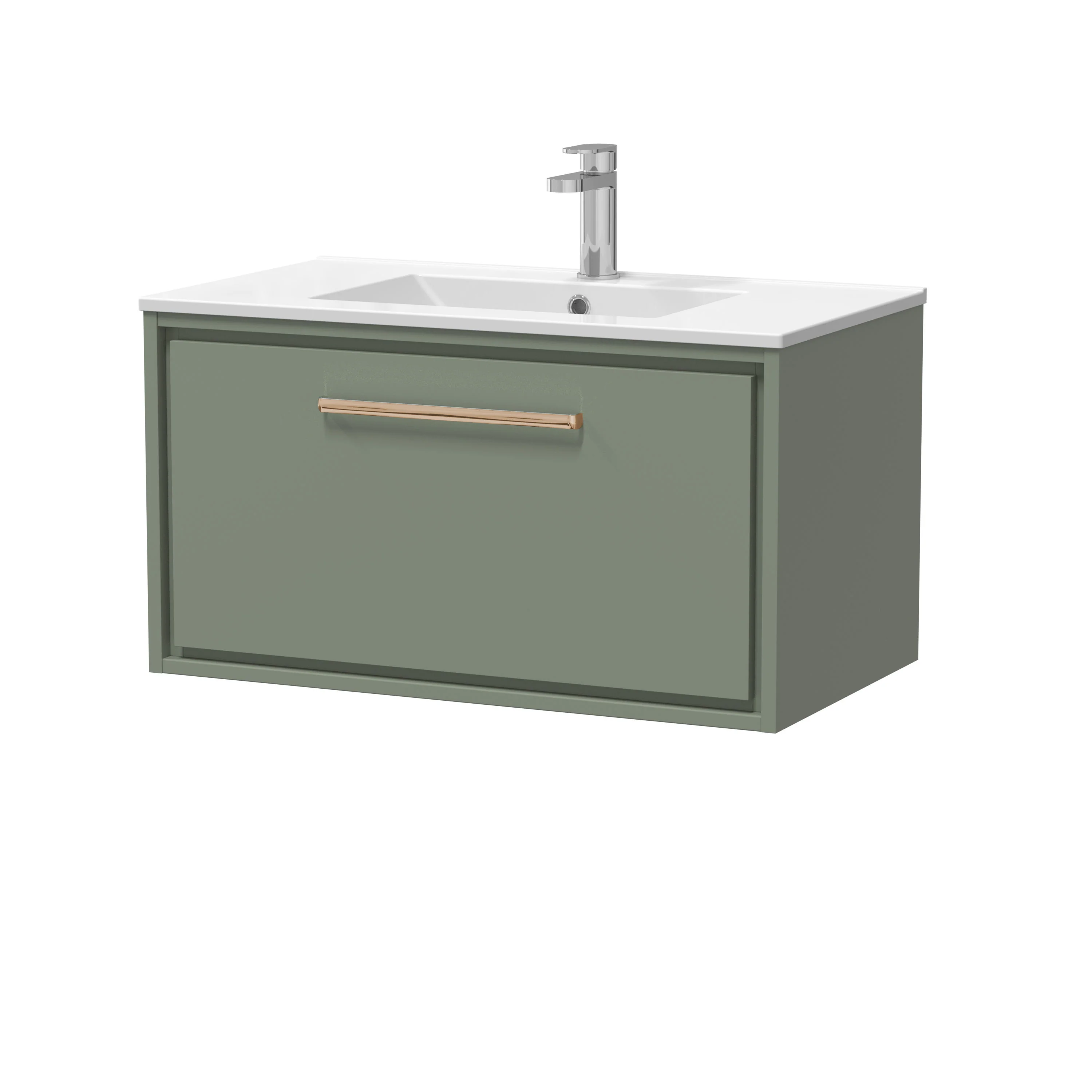 Hudson Reed Lille 800mm 1 Drawer Wall Hung Vanity Unit & Basin - Fern Green - Image 22