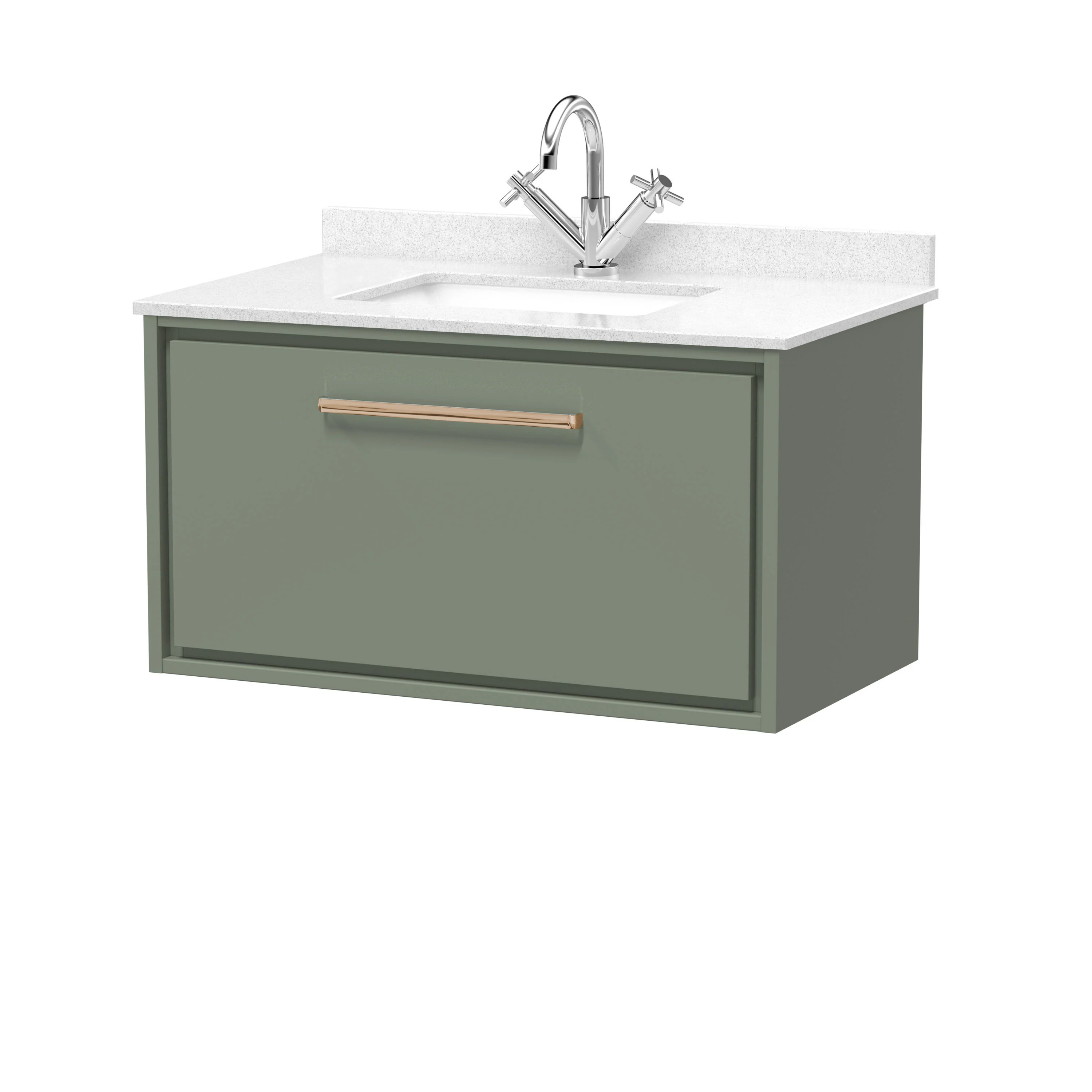 Hudson Reed Lille 800mm 1 Drawer Wall Hung Vanity Unit & Basin - Fern Green - Image 26