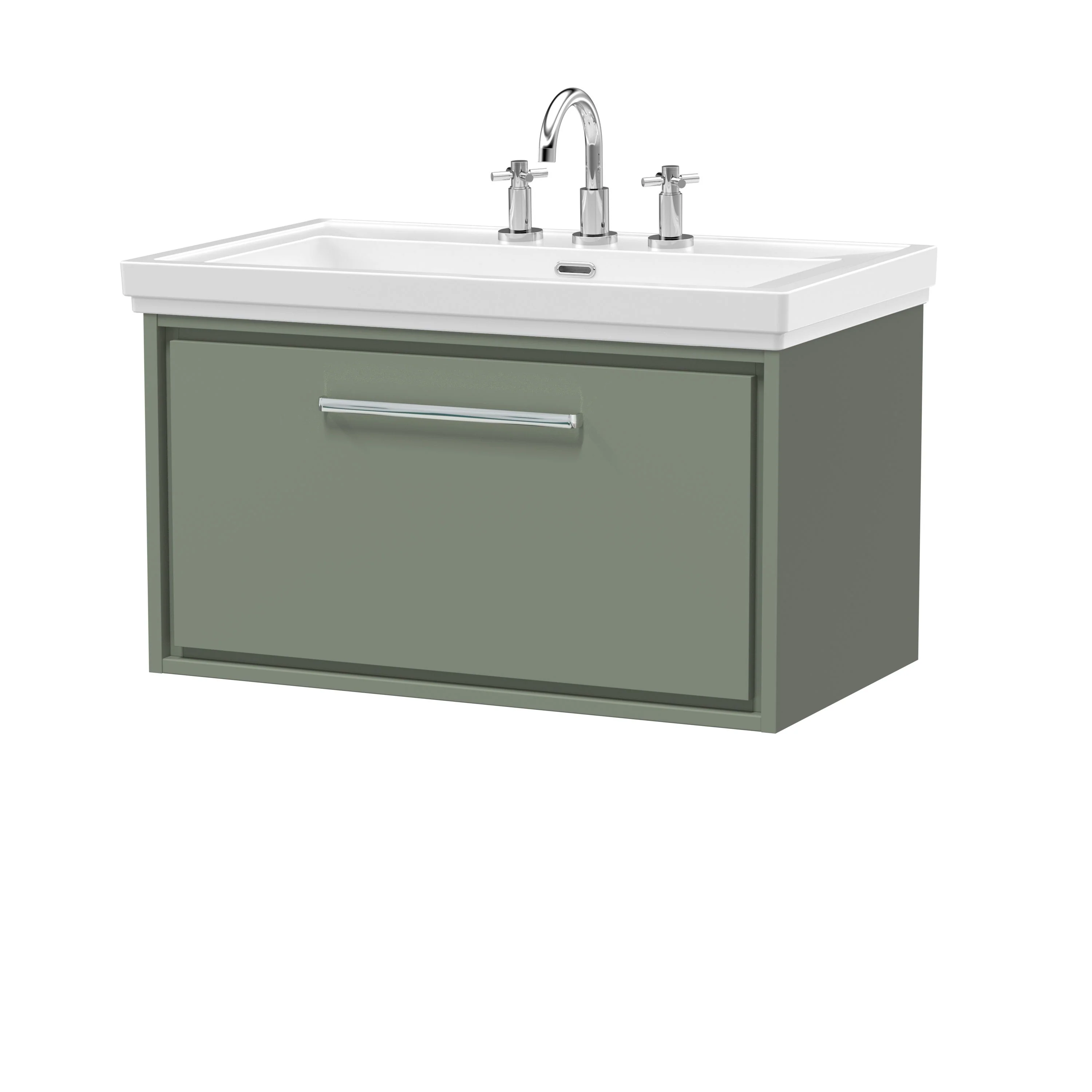 Hudson Reed Lille 800mm 1 Drawer Wall Hung Vanity Unit & Basin - Fern Green - Image 3