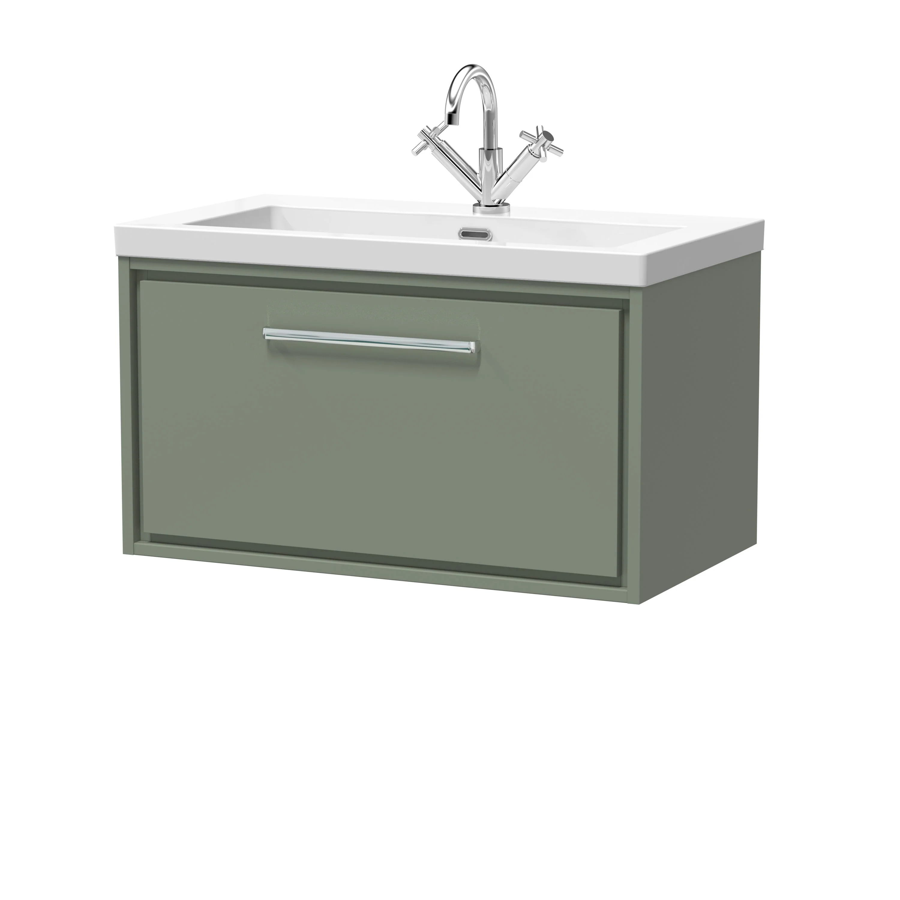 Hudson Reed Lille 800mm 1 Drawer Wall Hung Vanity Unit & Basin - Fern Green - Image 5