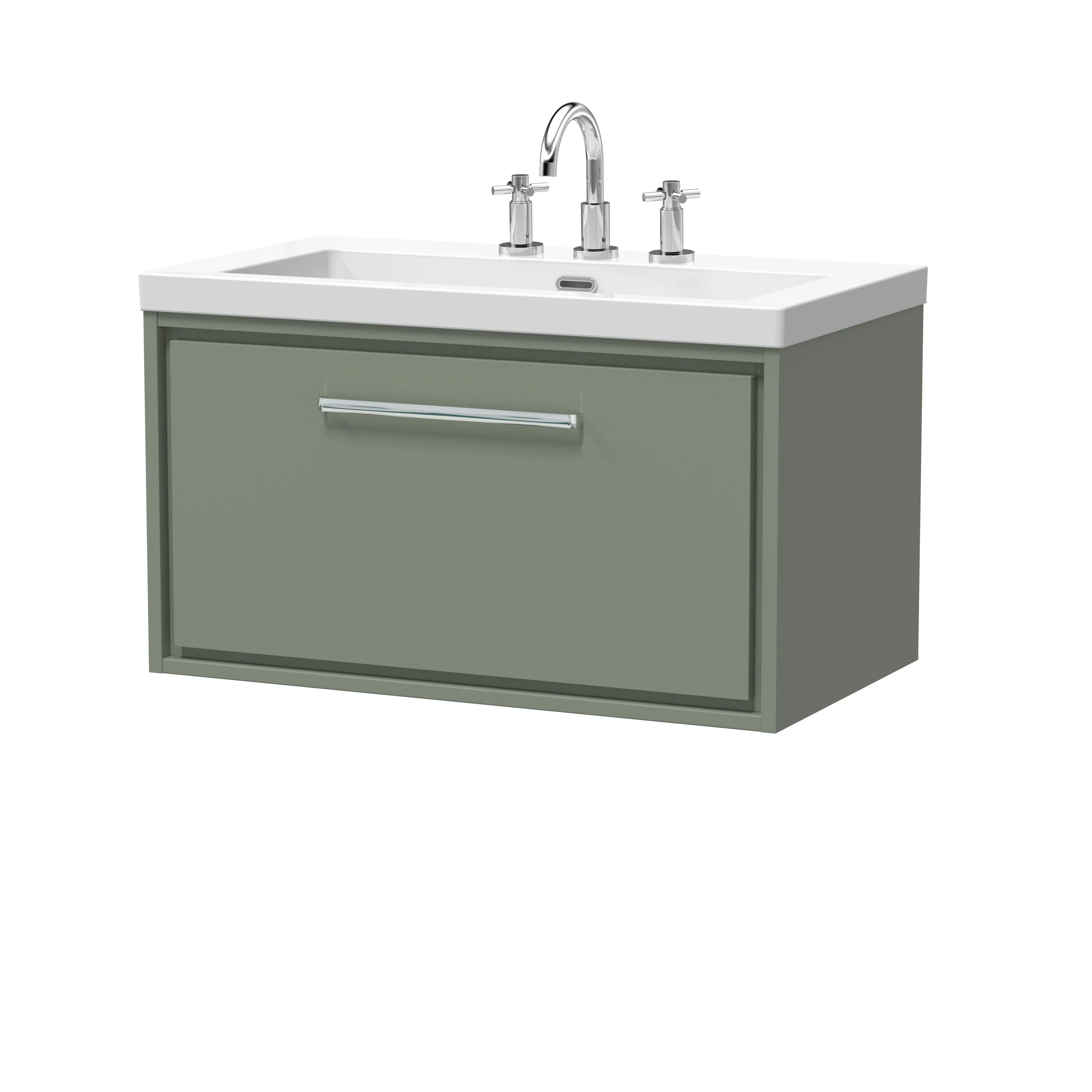 Hudson Reed Lille 800mm 1 Drawer Wall Hung Vanity Unit & Basin - Fern Green - Image 6