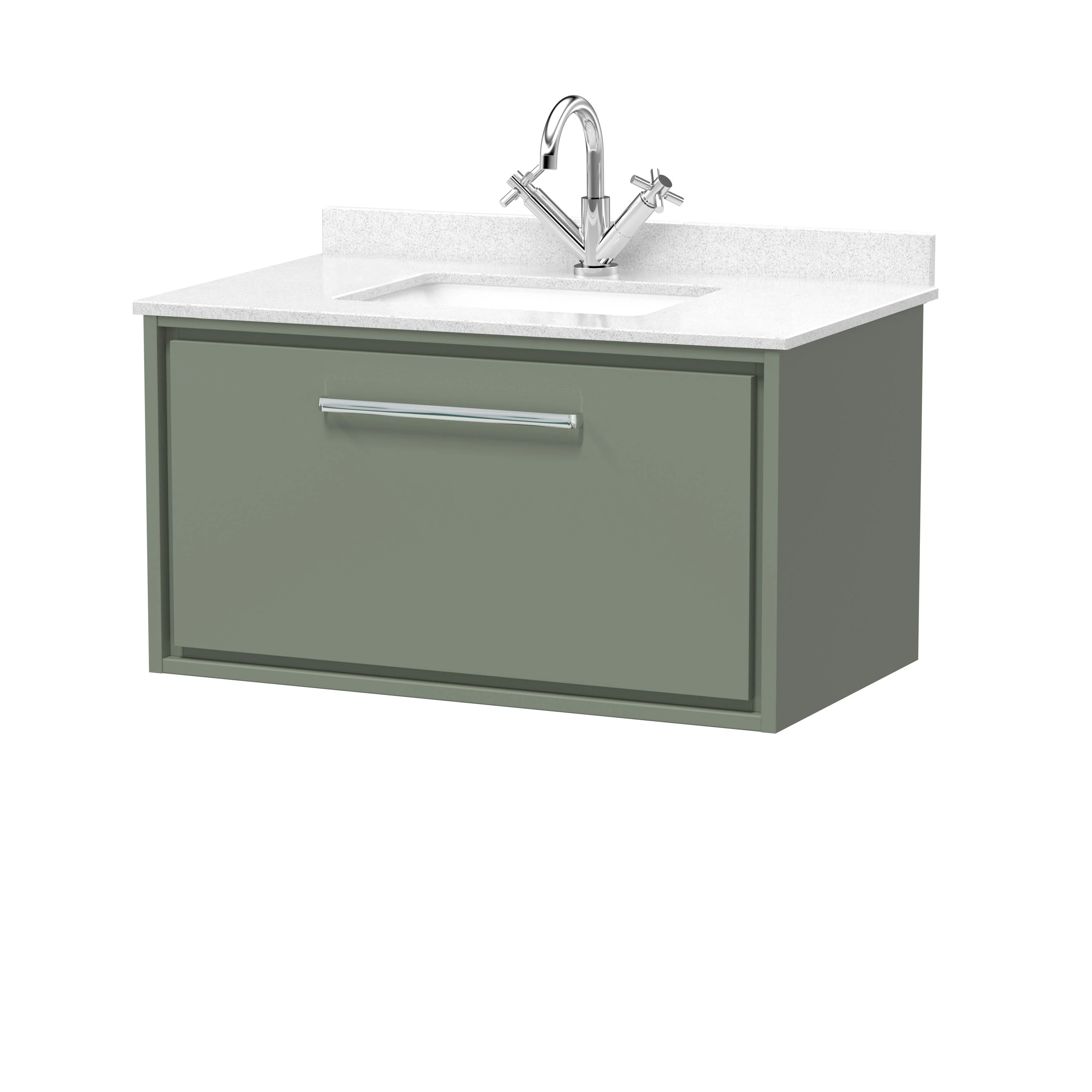 Hudson Reed Lille 800mm 1 Drawer Wall Hung Vanity Unit & Basin - Fern Green - Image 9